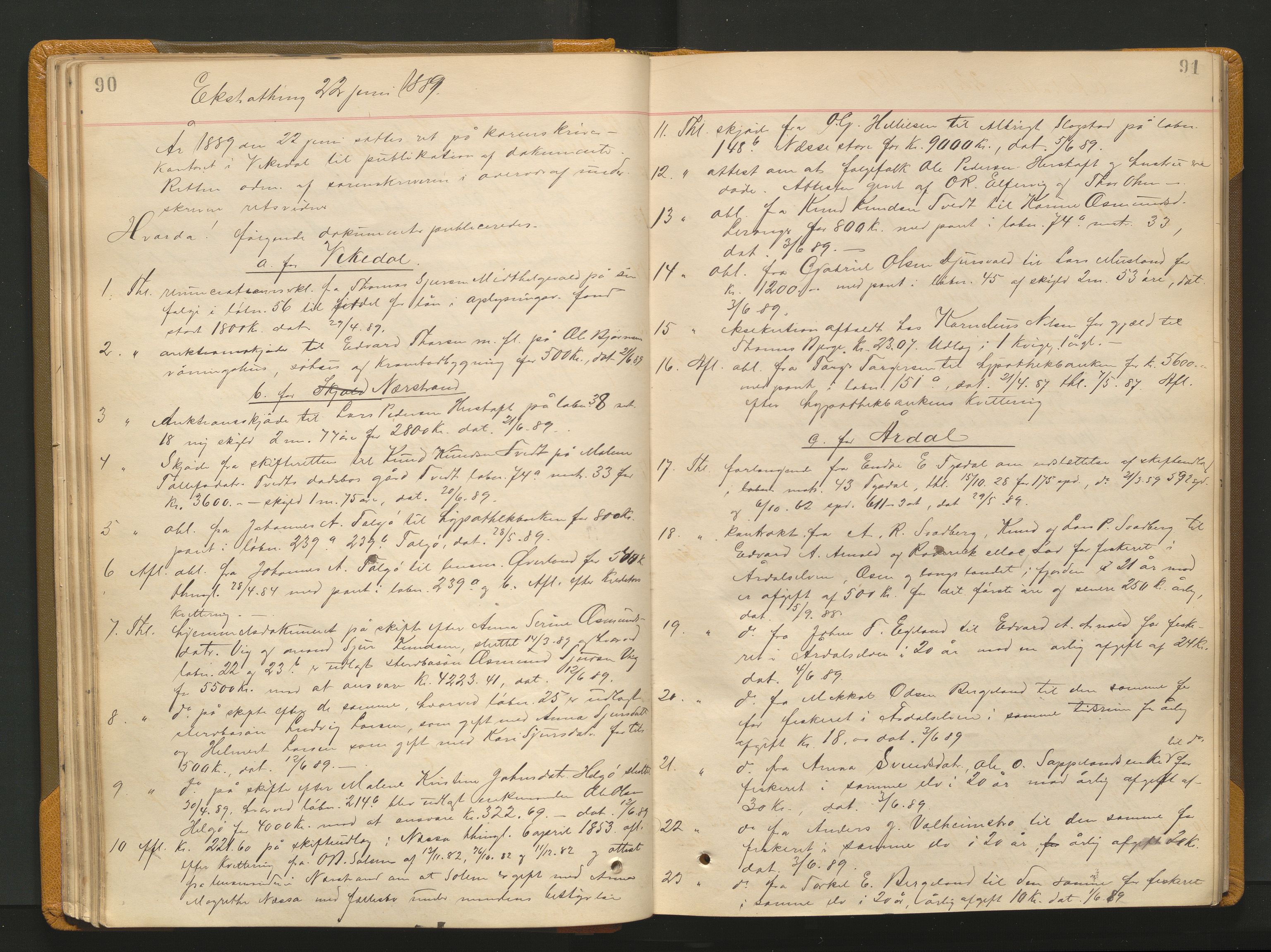 Ryfylke tingrett, AV/SAST-A-100055/001/I/IB/IB0/L0015: Tingbok, Ryfylke, 1889-1891, p. 90-91
