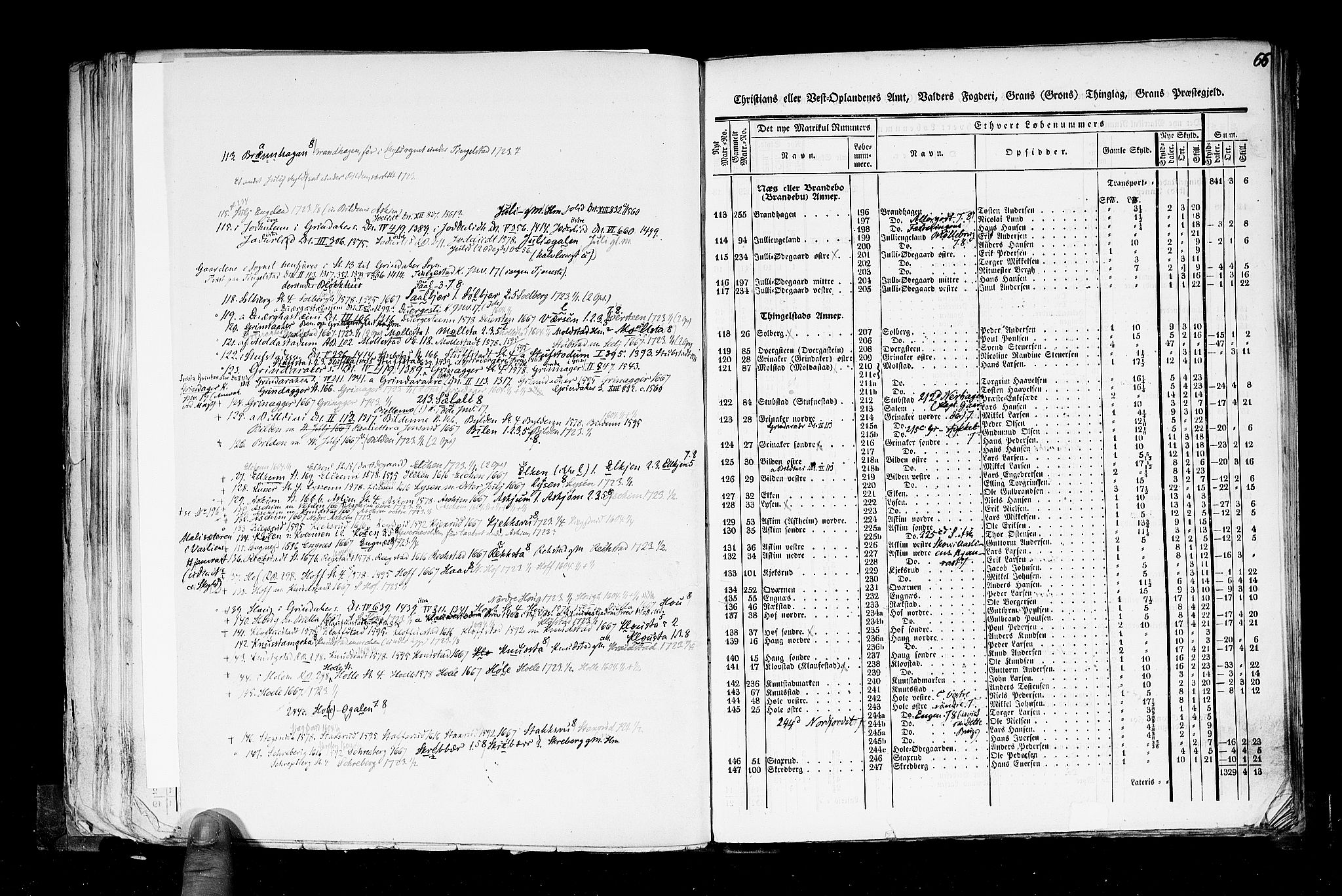 Rygh, AV/RA-PA-0034/F/Fb/L0004: Matrikkelen for 1838 - Christians amt (Oppland fylke), 1838, p. 66a