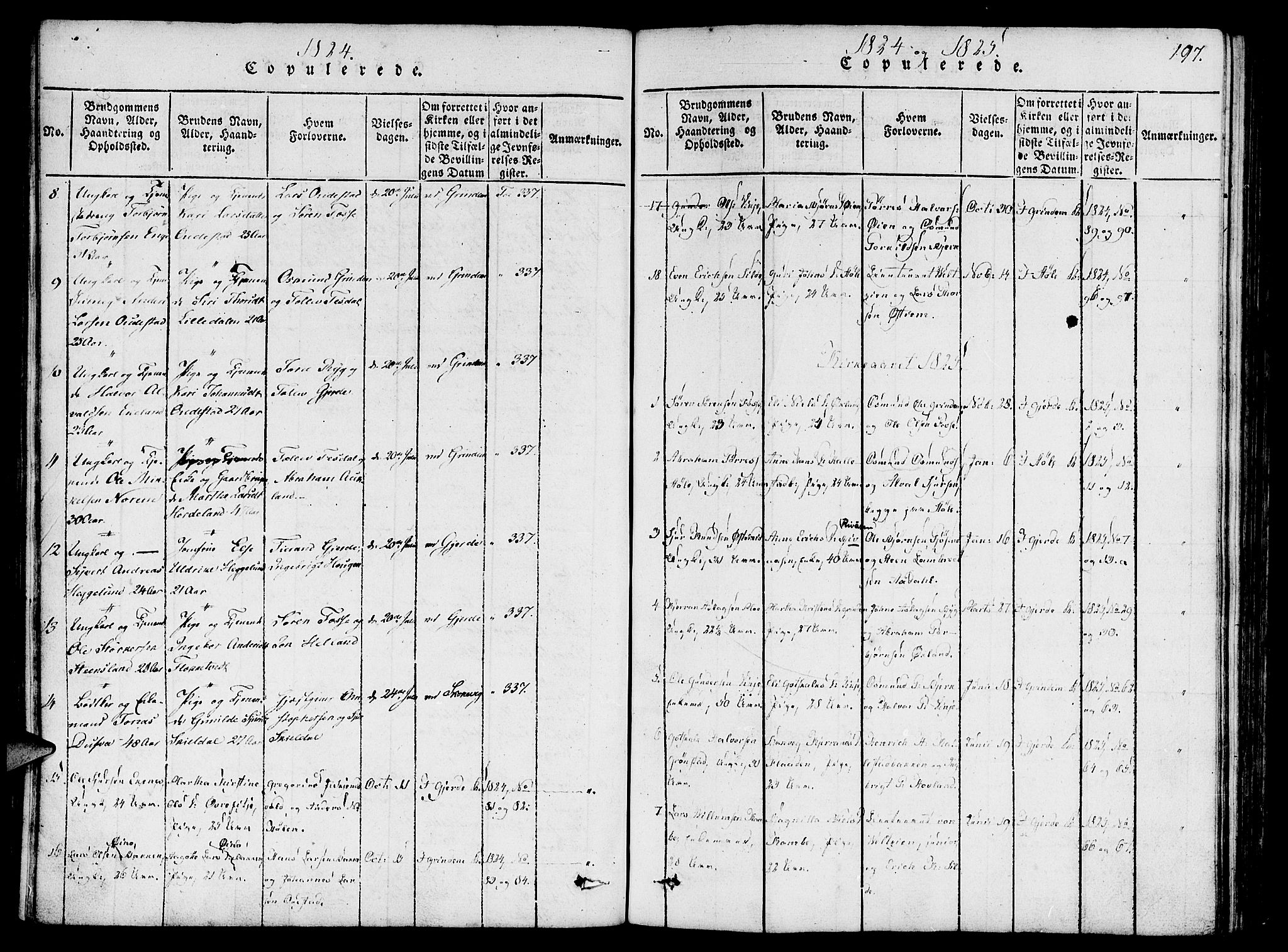 Etne sokneprestembete, SAB/A-75001/H/Haa: Parish register (official) no. A 6, 1815-1831, p. 197