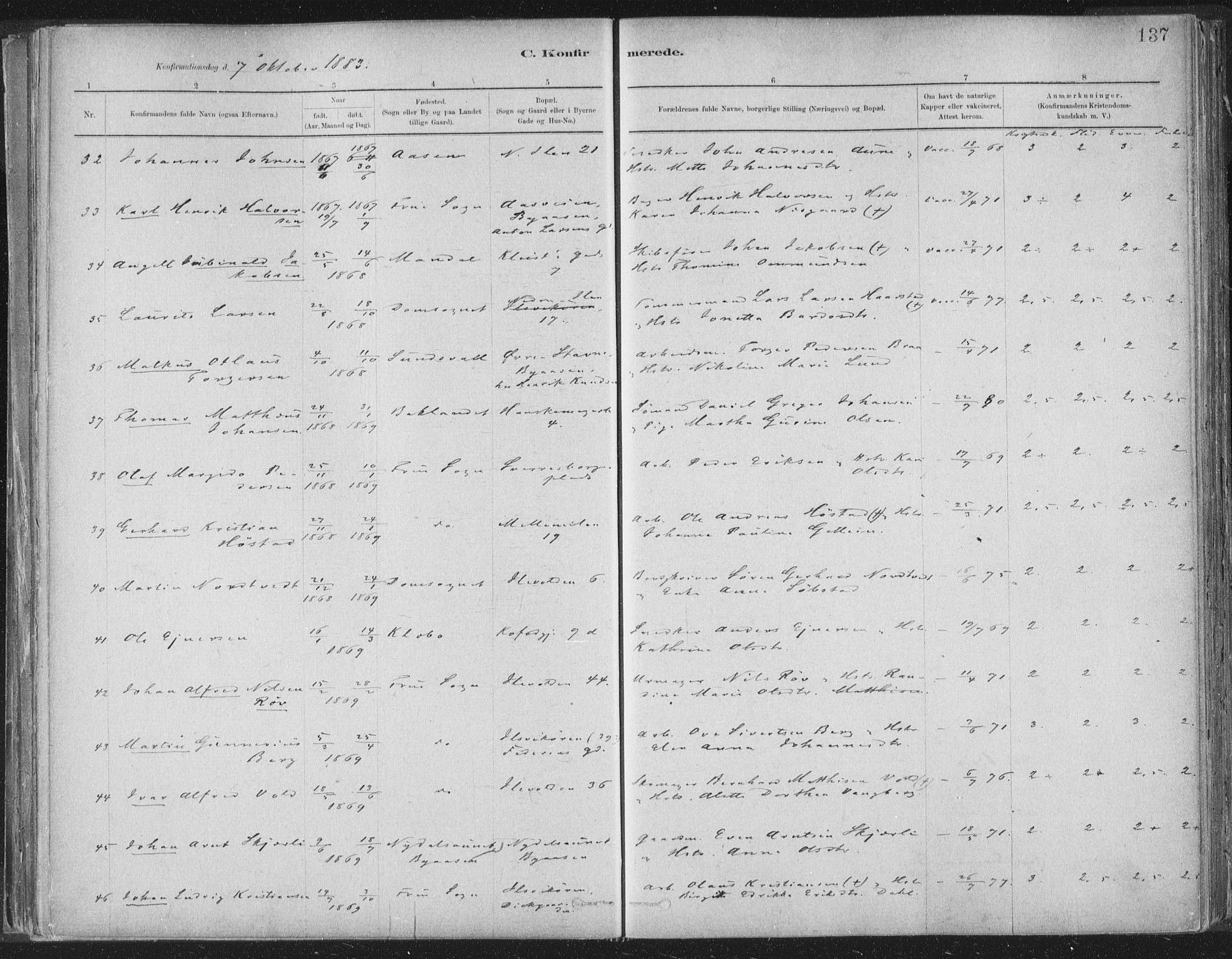 Ministerialprotokoller, klokkerbøker og fødselsregistre - Sør-Trøndelag, AV/SAT-A-1456/603/L0162: Parish register (official) no. 603A01, 1879-1895, p. 137