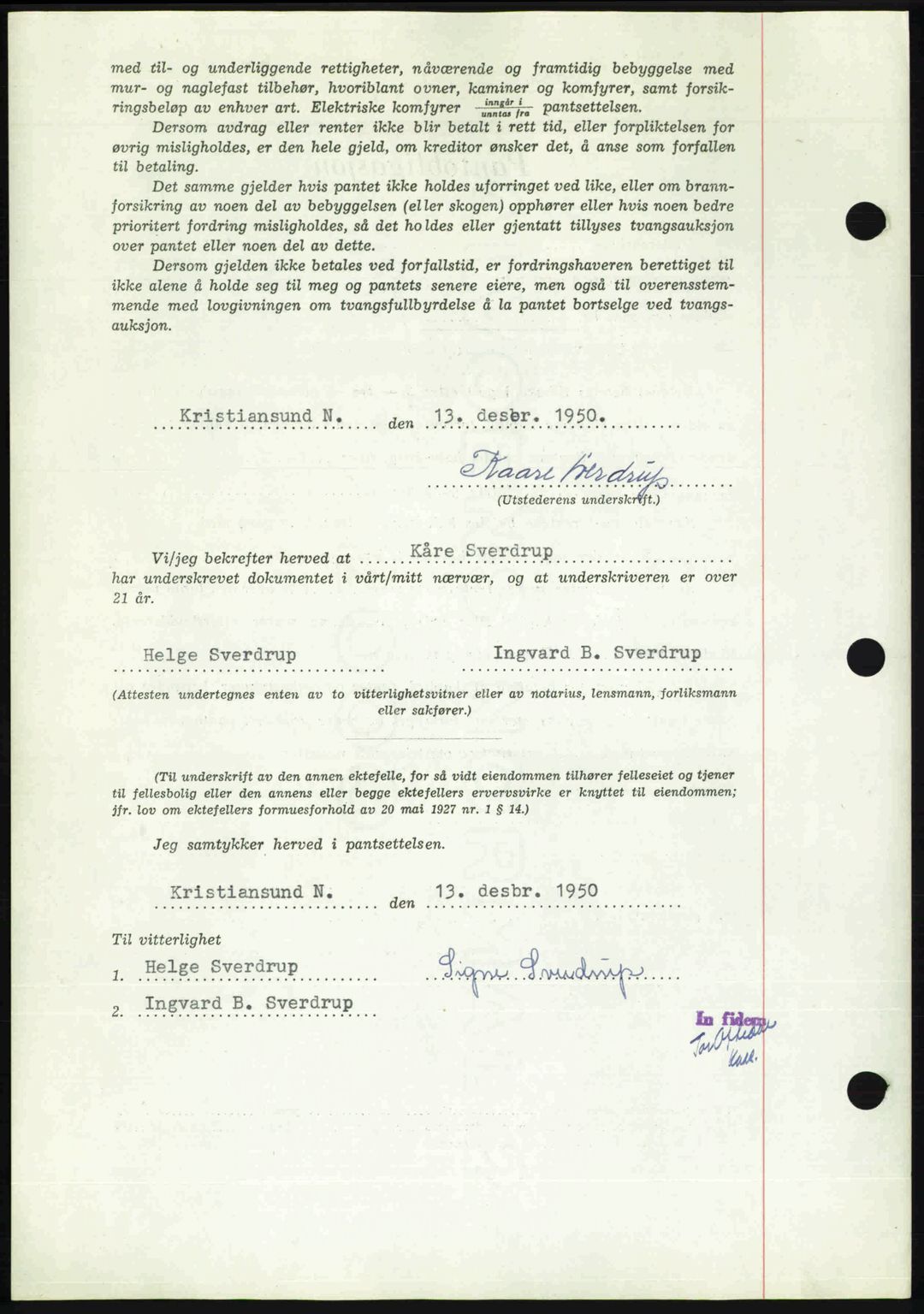 Kristiansund byfogd, AV/SAT-A-4587/A/27: Mortgage book no. 50, 1950-1950, Diary no: : 2201/1950