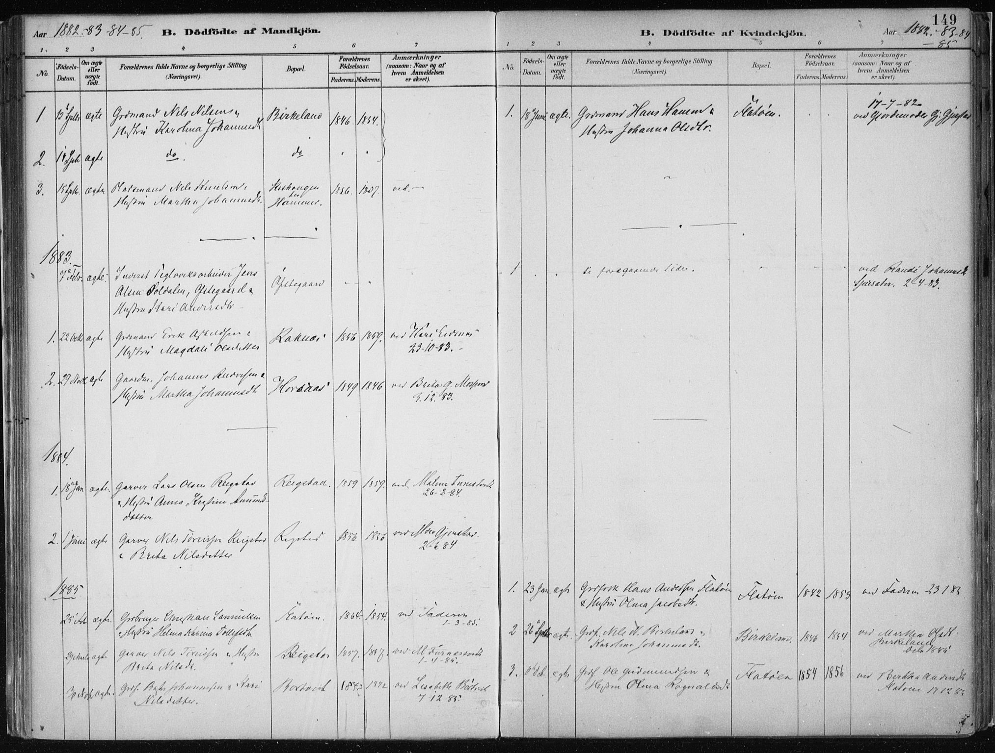 Hamre sokneprestembete, SAB/A-75501/H/Ha/Haa/Haab/L0001: Parish register (official) no. B  1, 1882-1905, p. 149