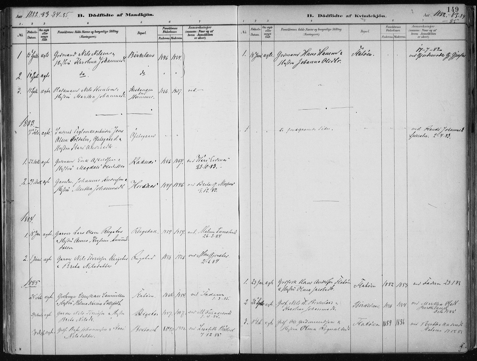 Hamre sokneprestembete, AV/SAB-A-75501/H/Ha/Haa/Haab/L0001: Parish register (official) no. B  1, 1882-1905, p. 149