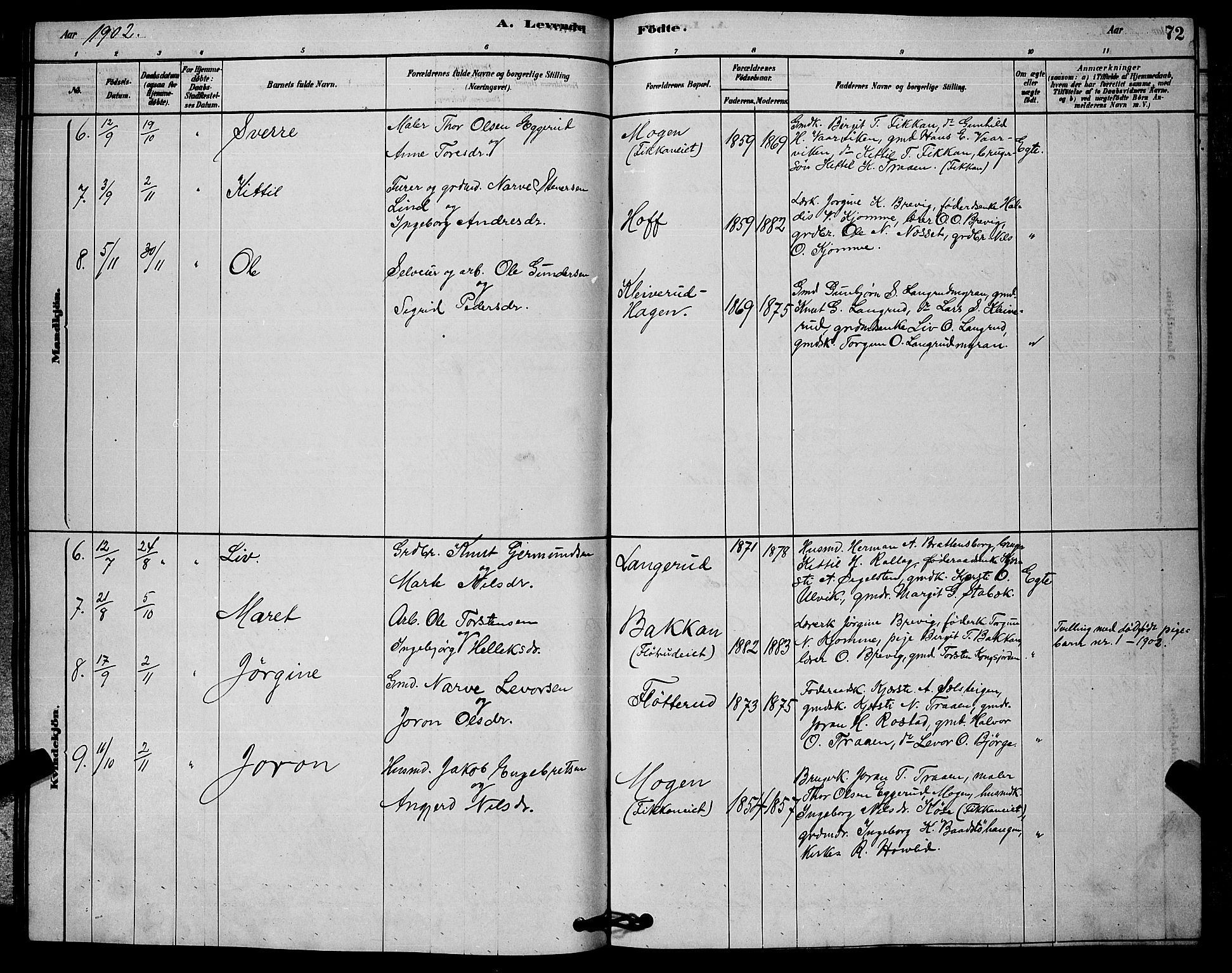 Rollag kirkebøker, AV/SAKO-A-240/G/Ga/L0004: Parish register (copy) no. I 4, 1878-1903, p. 72