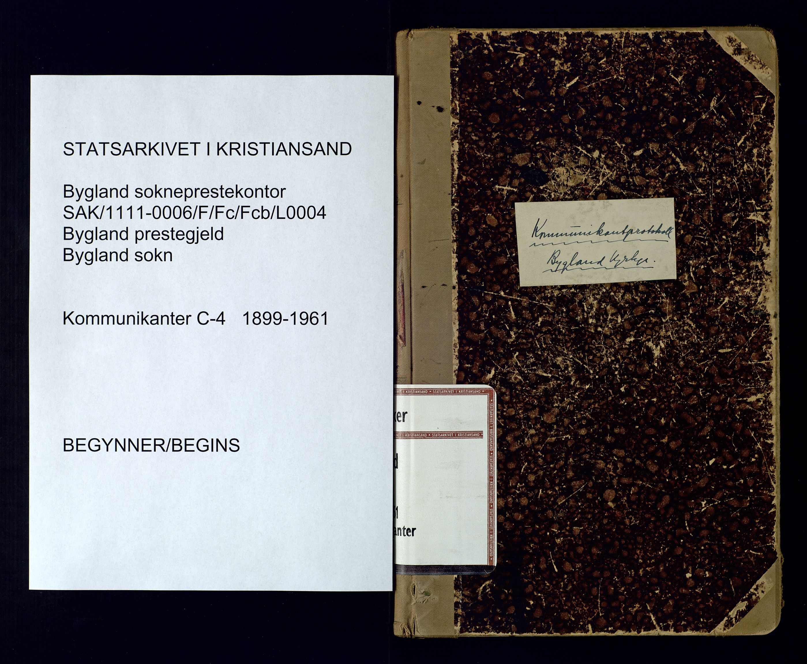 Bygland sokneprestkontor, SAK/1111-0006/F/Fc/Fcb/L0004: Communicants register no. C-4, 1899-1961