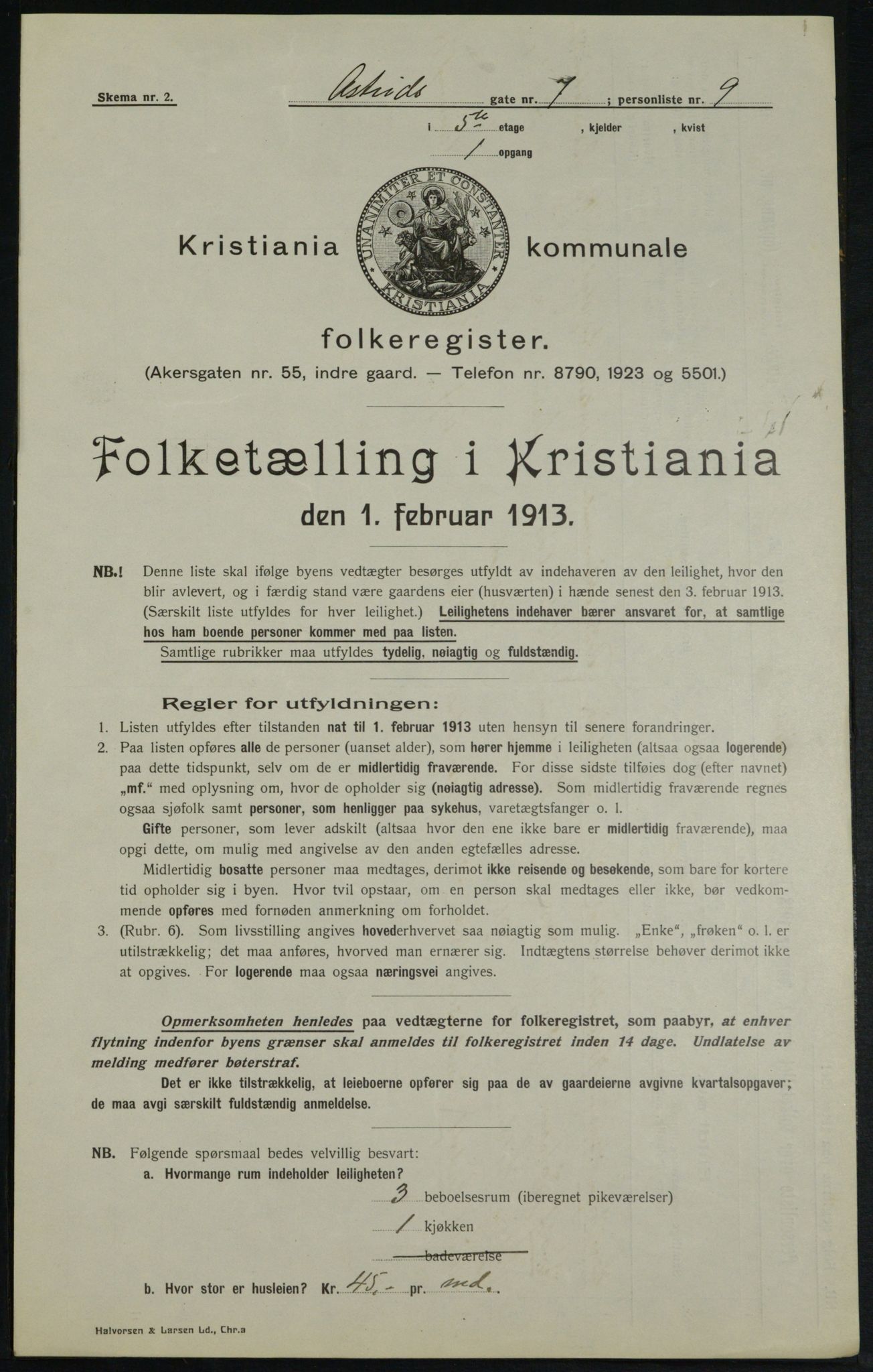 OBA, Municipal Census 1913 for Kristiania, 1913, p. 17277