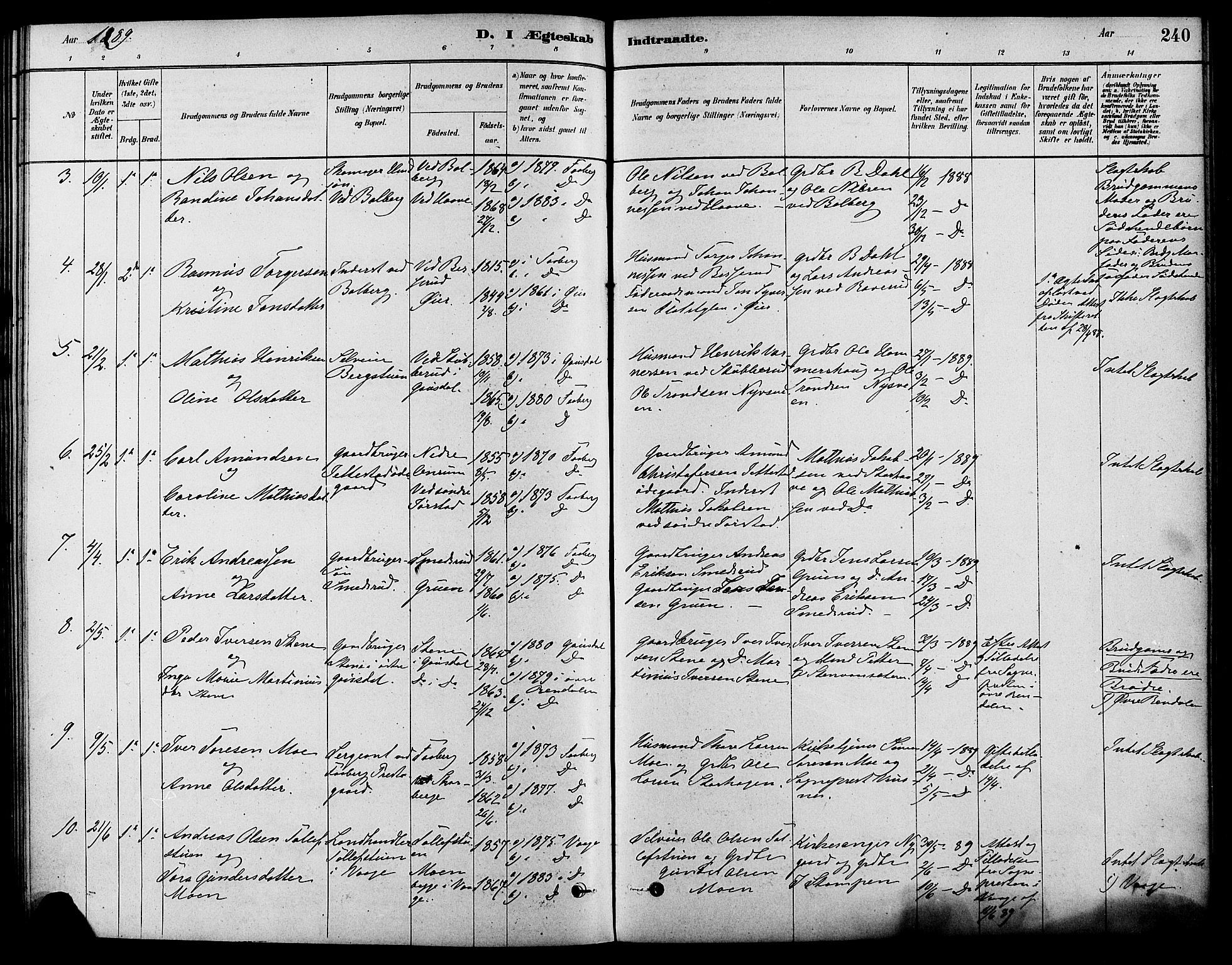 Fåberg prestekontor, SAH/PREST-086/H/Ha/Haa/L0008: Parish register (official) no. 8, 1879-1898, p. 240