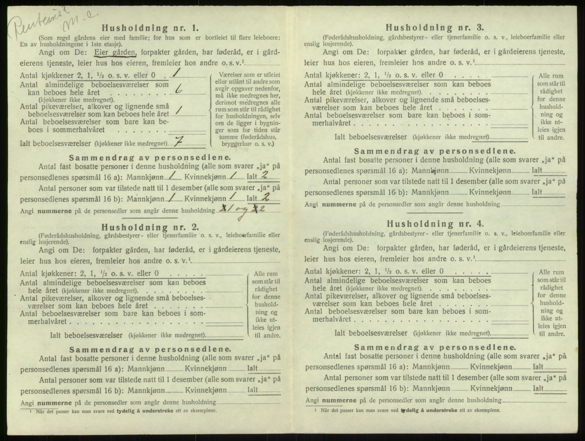 SAB, 1920 census for Haus, 1920, p. 1190