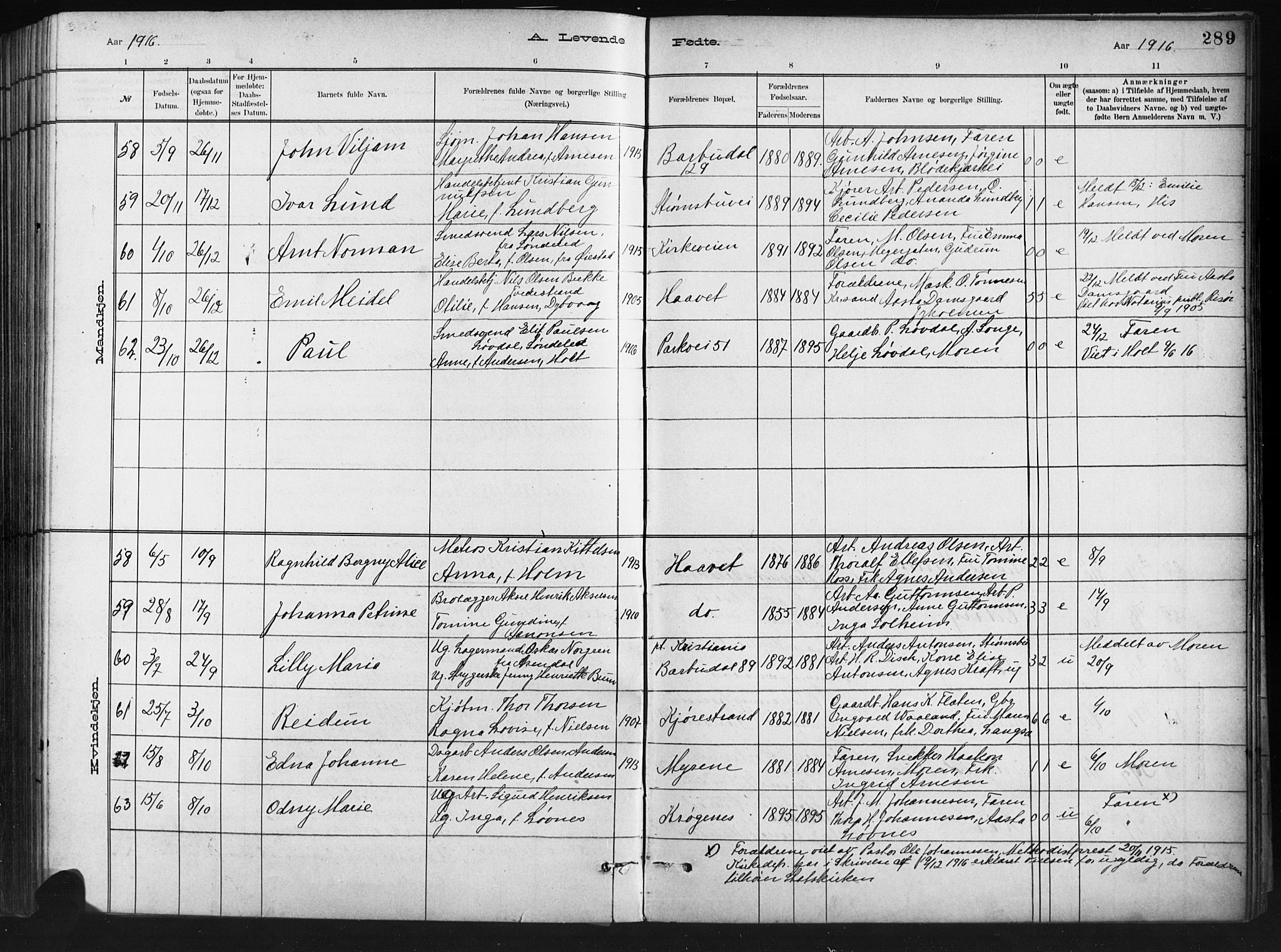 Barbu sokneprestkontor, SAK/1111-0003/F/Fb/L0002: Parish register (copy) no. B 2, 1890-1922, p. 289