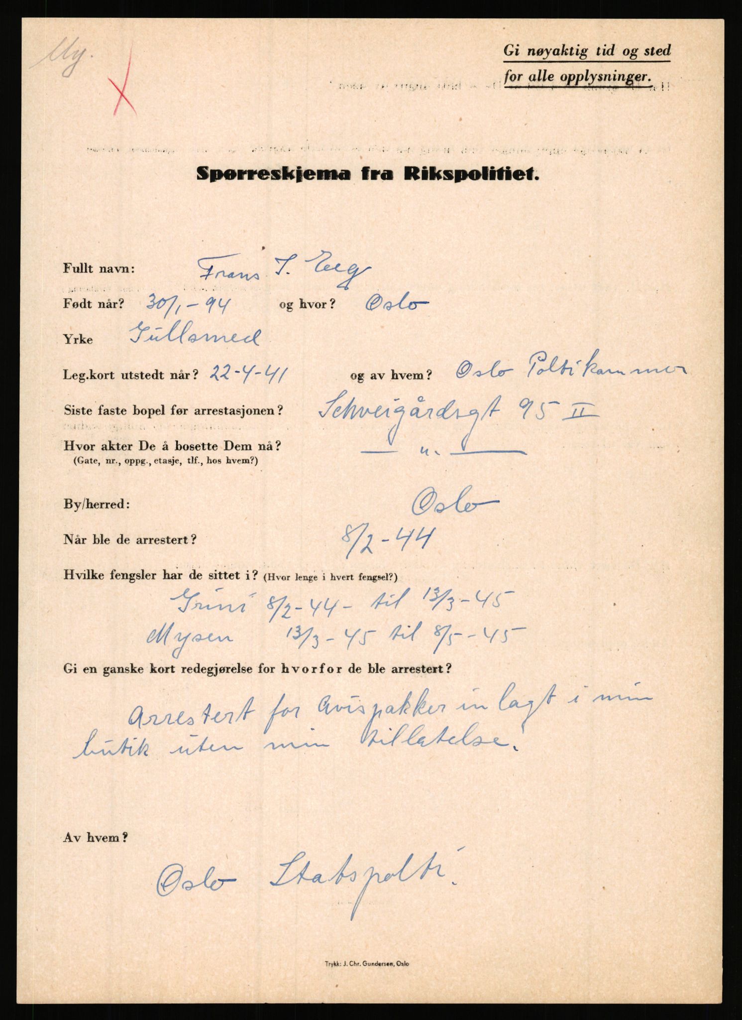 Rikspolitisjefen, AV/RA-S-1560/L/L0003: Bua, Bjarne - Erdal, Ingolf, 1940-1945, p. 826