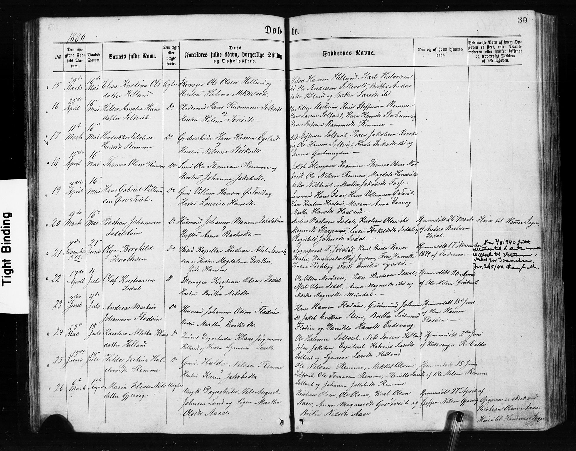 Alversund Sokneprestembete, SAB/A-73901/H/Ha/Hab: Parish register (copy) no. A 2, 1864-1905, p. 39