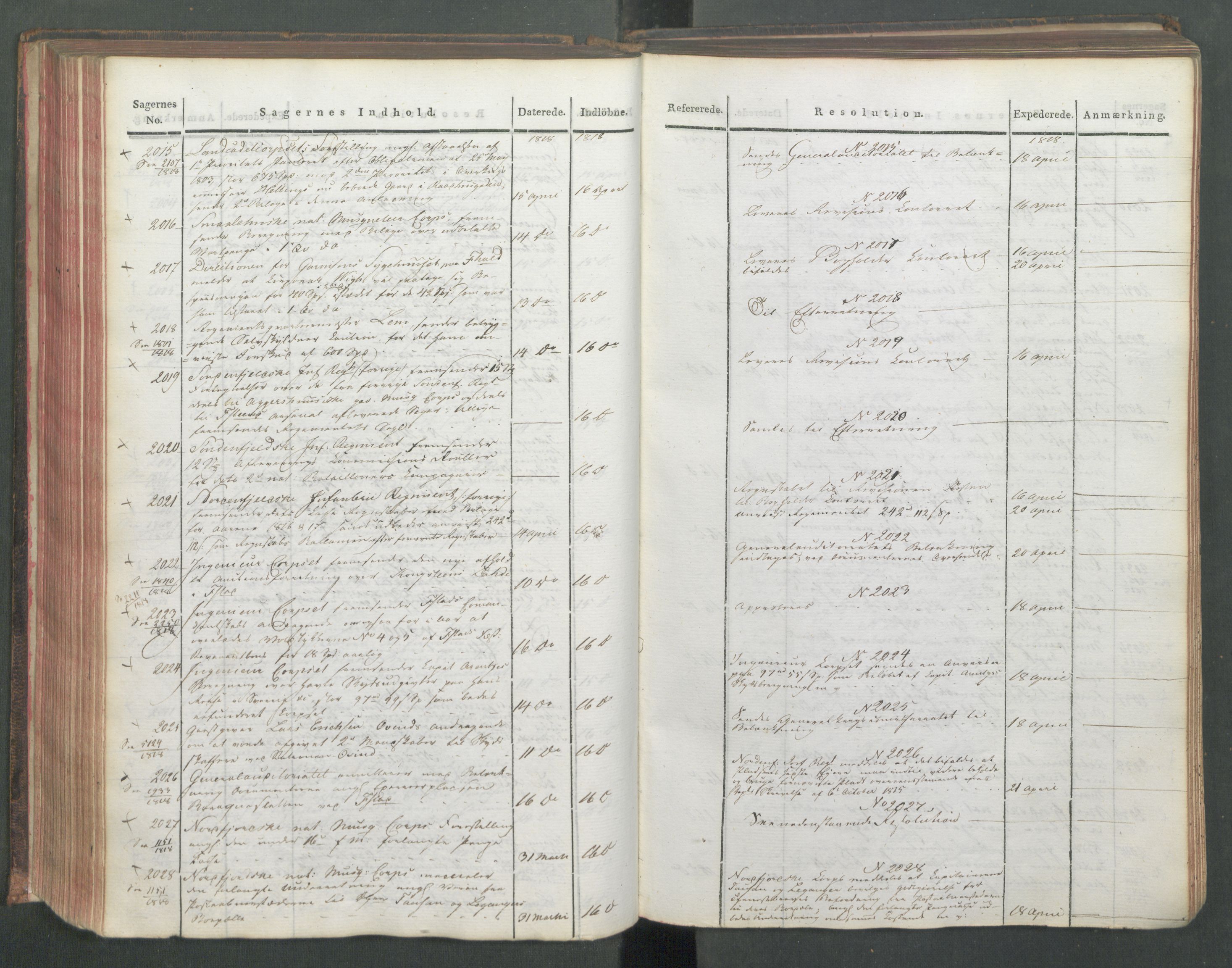 Armédepartementet, AV/RA-RAFA-3493/C/Ca/L0015: 6. Departements Journal, 1818