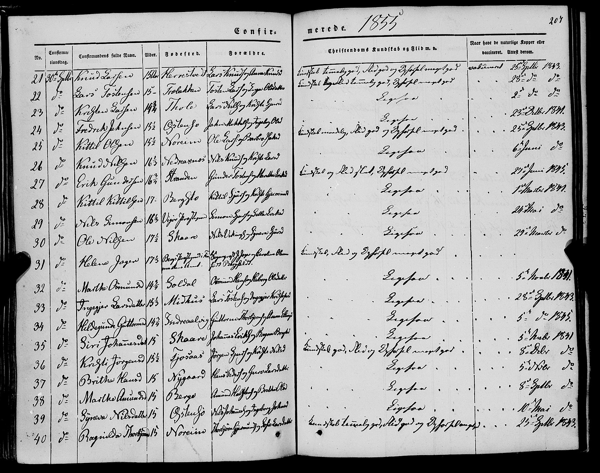 Kvam sokneprestembete, AV/SAB-A-76201/H/Haa: Parish register (official) no. A 8, 1844-1863, p. 207