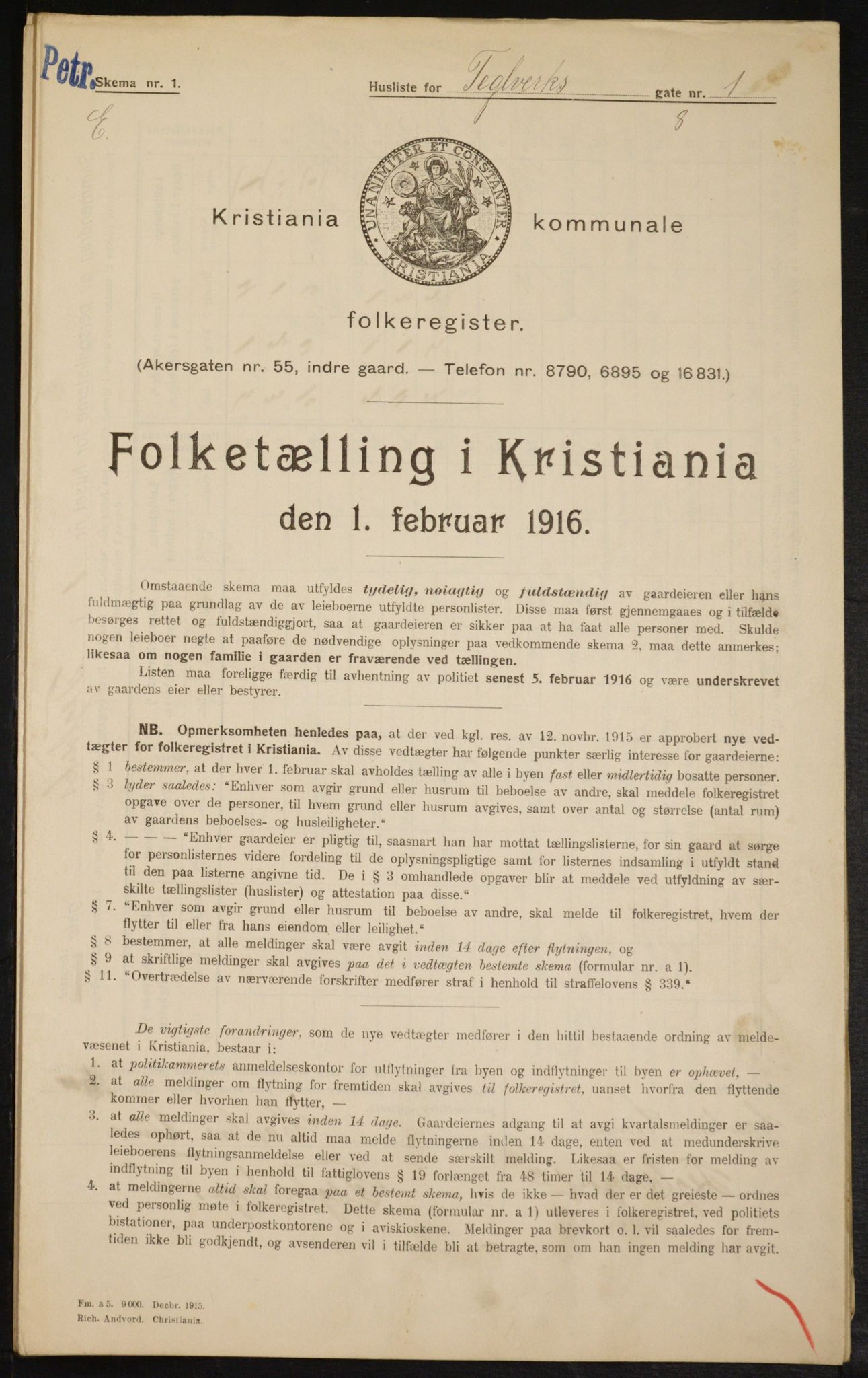 OBA, Municipal Census 1916 for Kristiania, 1916, p. 110331