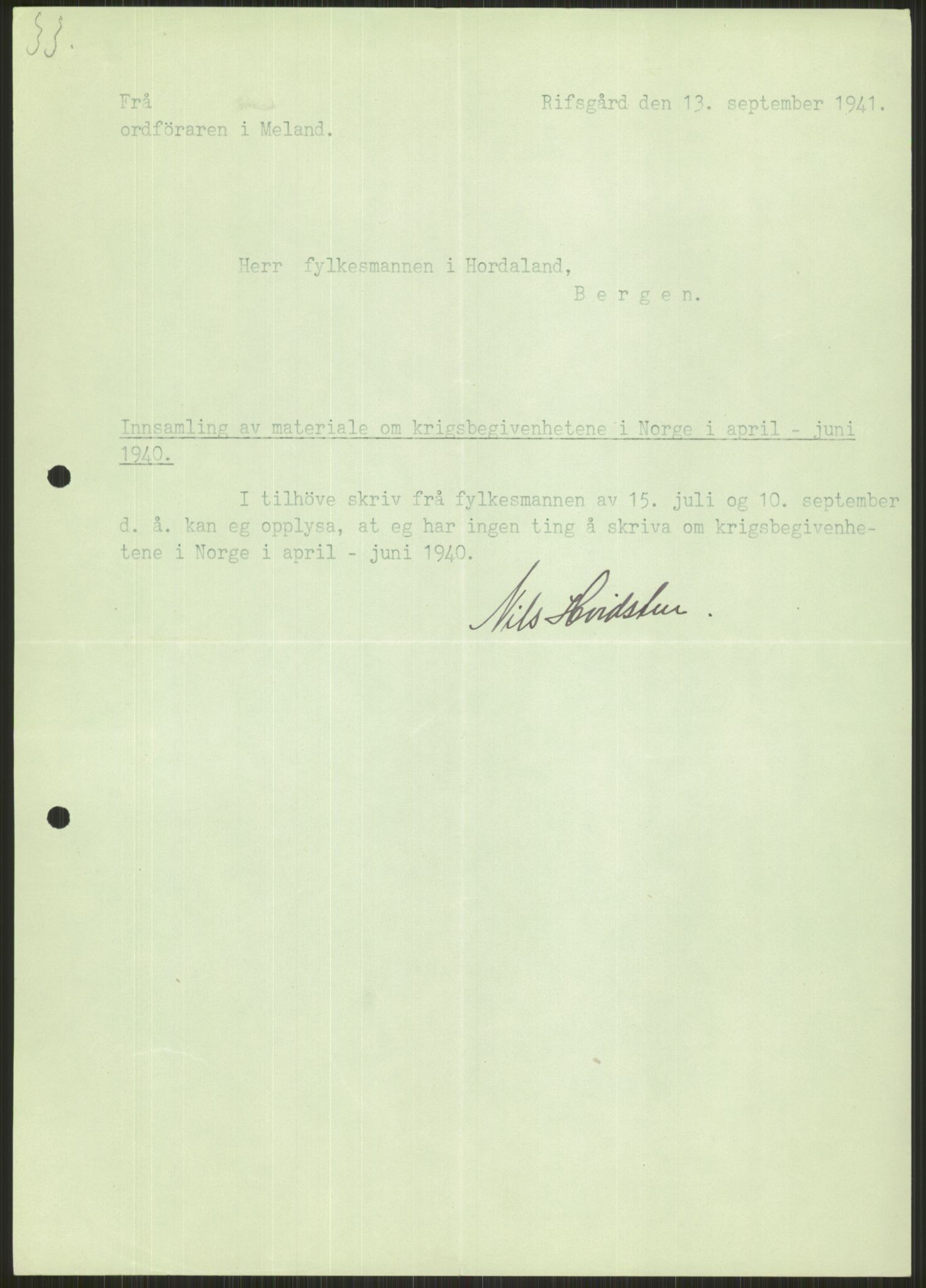Forsvaret, Forsvarets krigshistoriske avdeling, AV/RA-RAFA-2017/Y/Ya/L0015: II-C-11-31 - Fylkesmenn.  Rapporter om krigsbegivenhetene 1940., 1940, p. 382