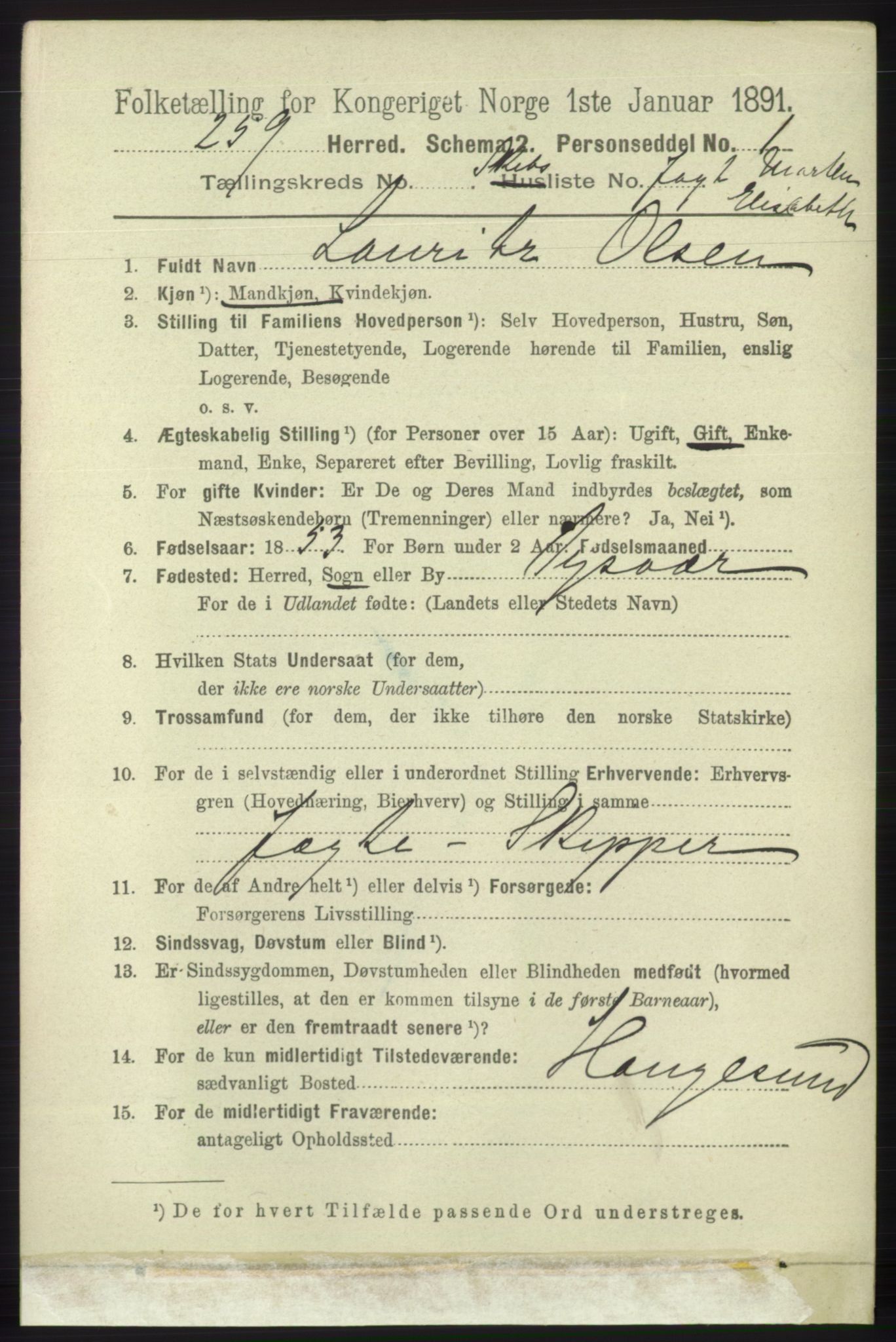 RA, 1891 census for 1244 Austevoll, 1891, p. 2860