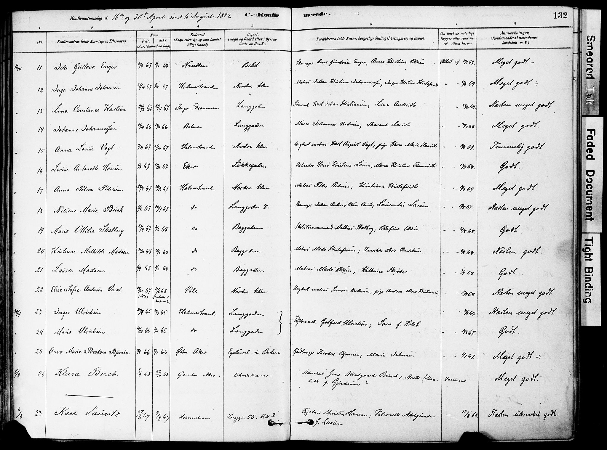 Holmestrand kirkebøker, SAKO/A-346/F/Fa/L0004: Parish register (official) no. 4, 1880-1901, p. 132