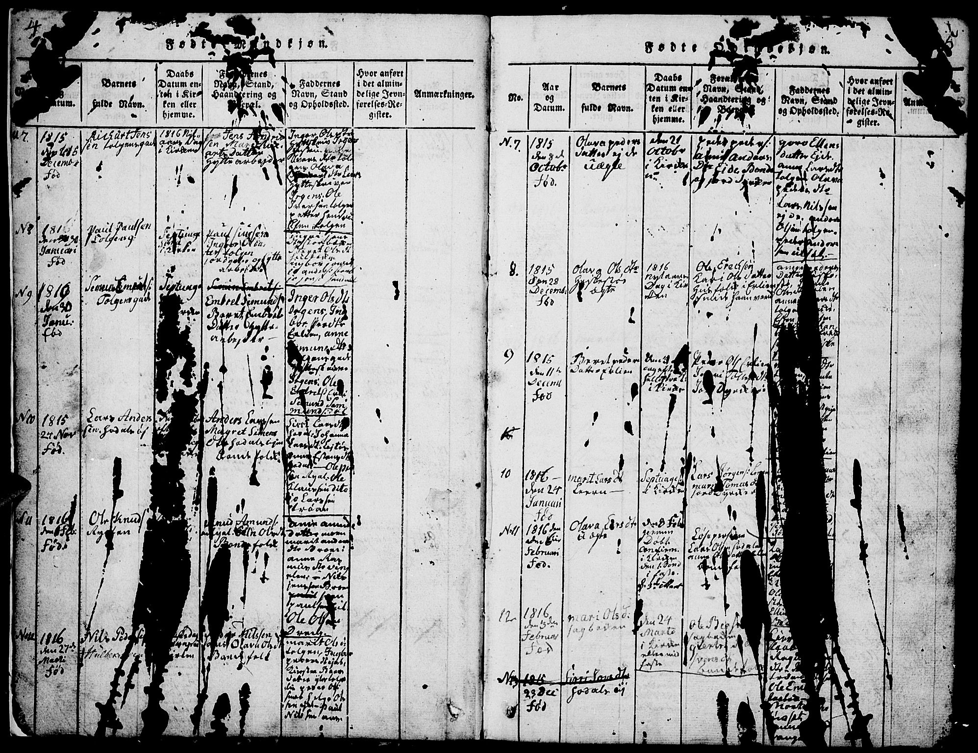 Tolga prestekontor, AV/SAH-PREST-062/L/L0001: Parish register (copy) no. 1, 1814-1877, p. 4-5