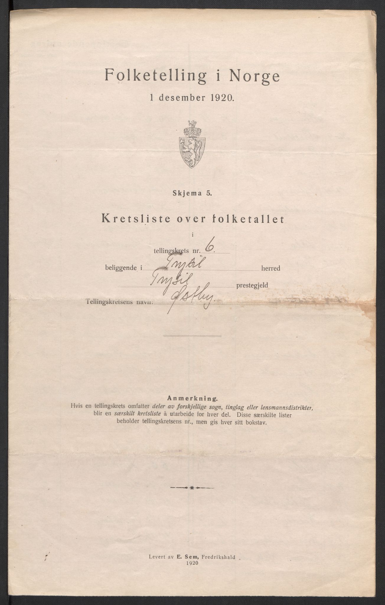 SAH, 1920 census for Trysil, 1920, p. 21