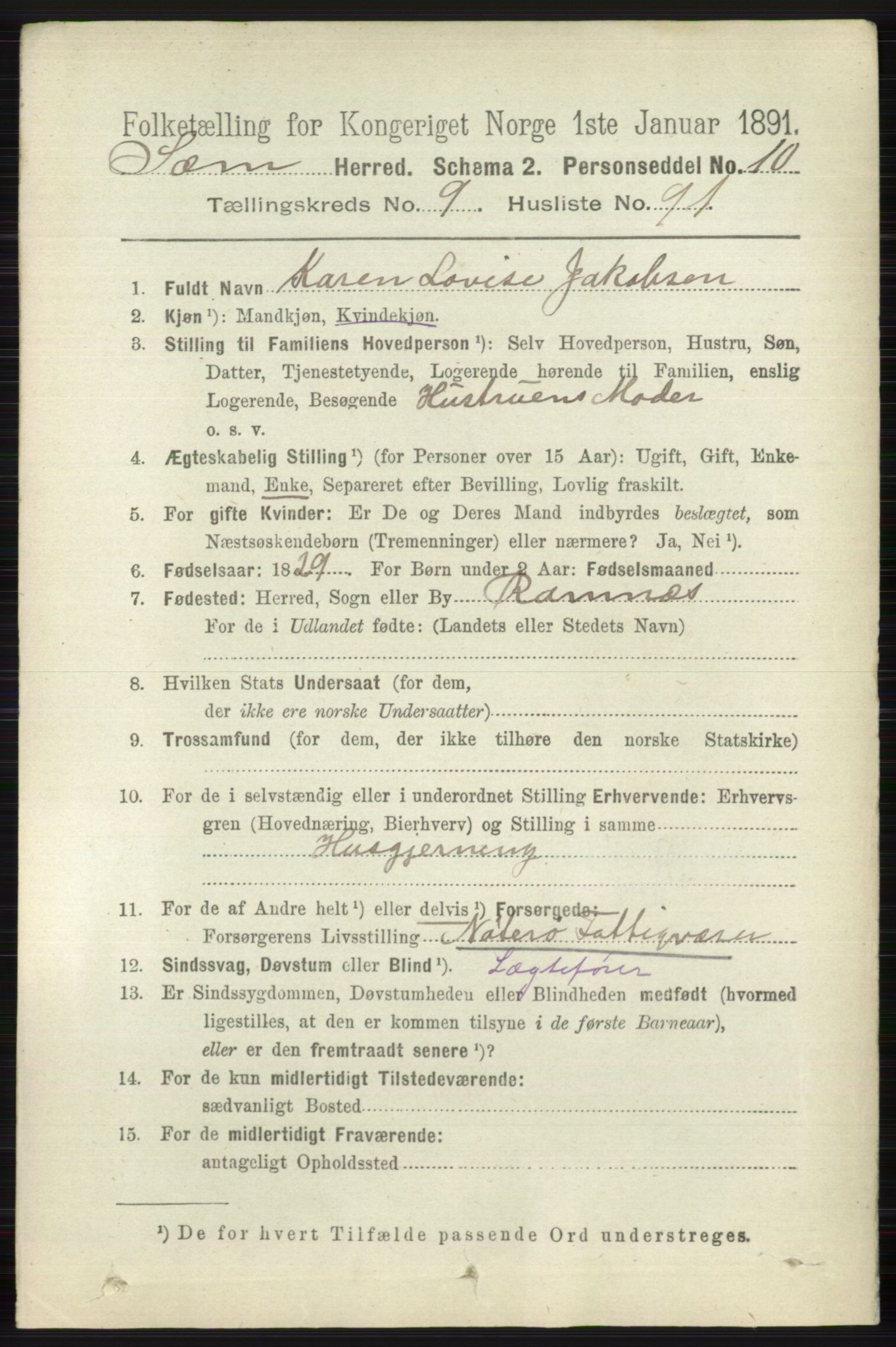 RA, 1891 census for 0721 Sem, 1891, p. 4699