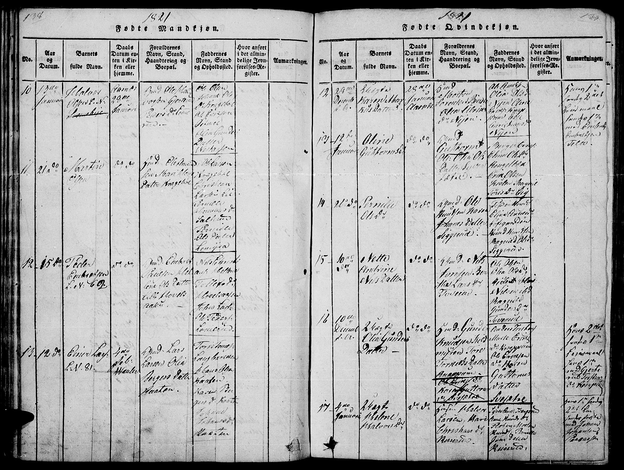 Hof prestekontor, SAH/PREST-038/H/Ha/Haa/L0005: Parish register (official) no. 5, 1816-1822, p. 138-139