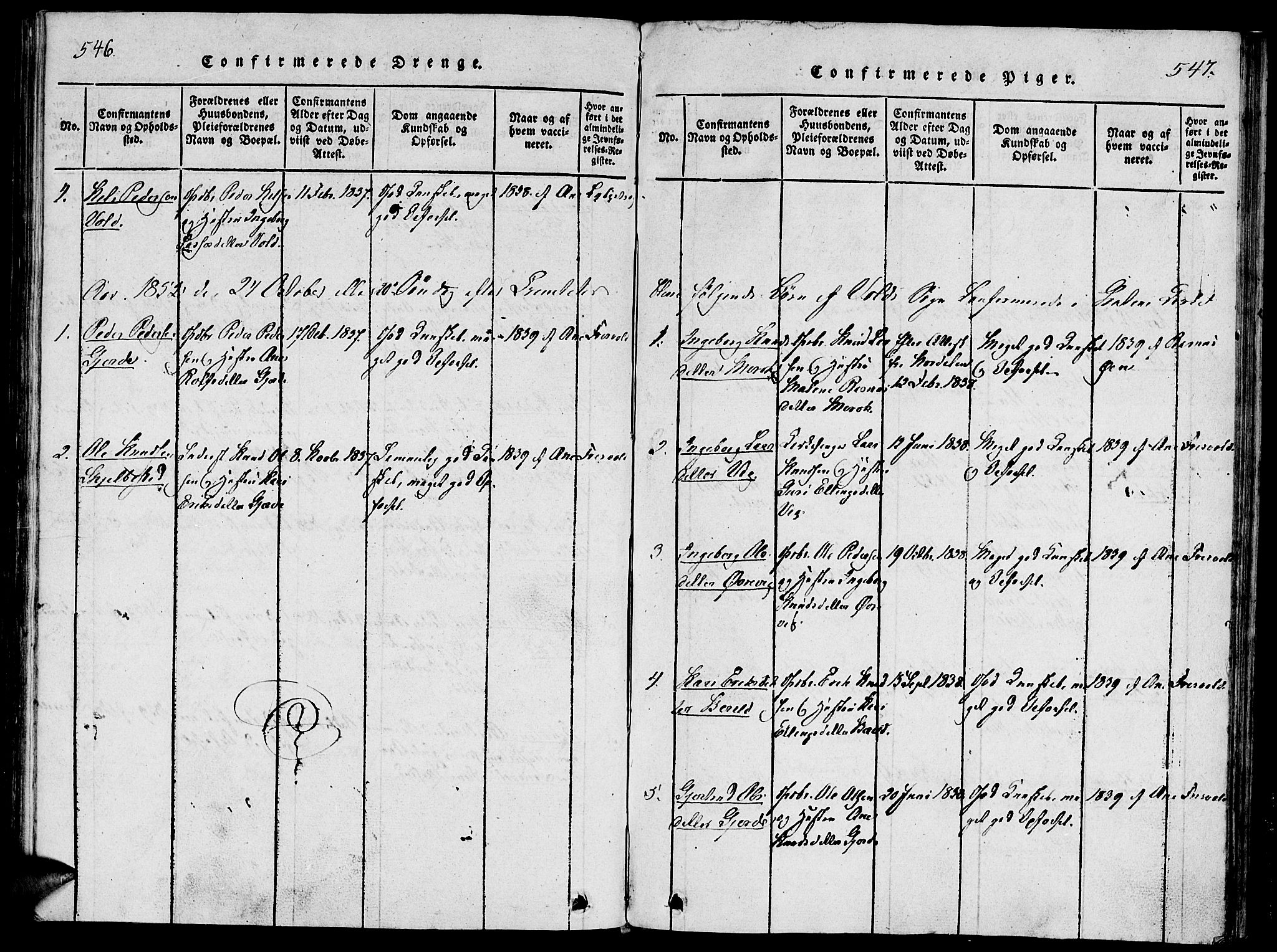 Ministerialprotokoller, klokkerbøker og fødselsregistre - Møre og Romsdal, SAT/A-1454/543/L0561: Parish register (official) no. 543A01, 1818-1853, p. 546-547