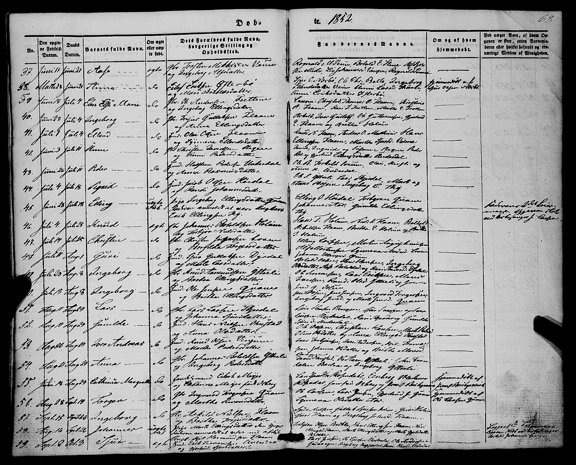 Aurland sokneprestembete, SAB/A-99937/H/Ha/Haa/L0007: Parish register (official) no. A 7, 1842-1853, p. 68
