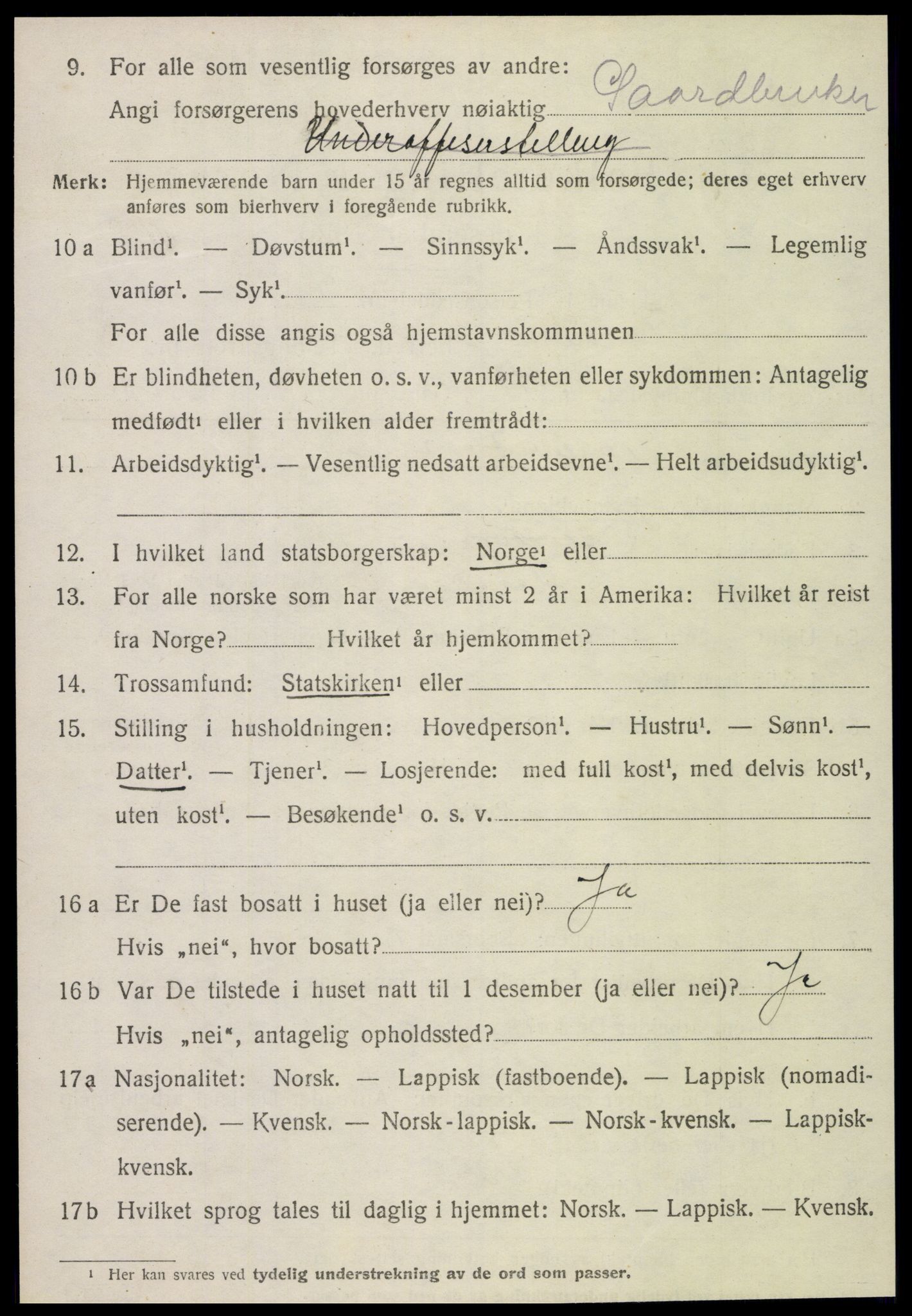 SAT, 1920 census for Flatanger, 1920, p. 2171