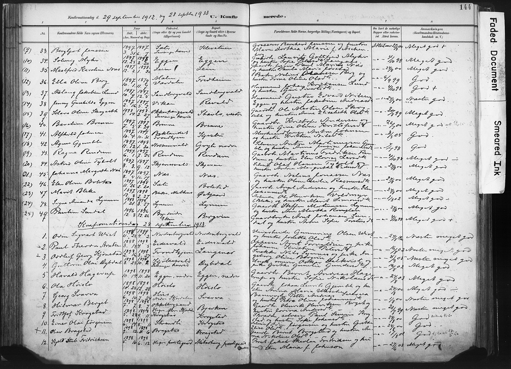 Ministerialprotokoller, klokkerbøker og fødselsregistre - Nord-Trøndelag, SAT/A-1458/717/L0162: Parish register (official) no. 717A12, 1898-1923, p. 144