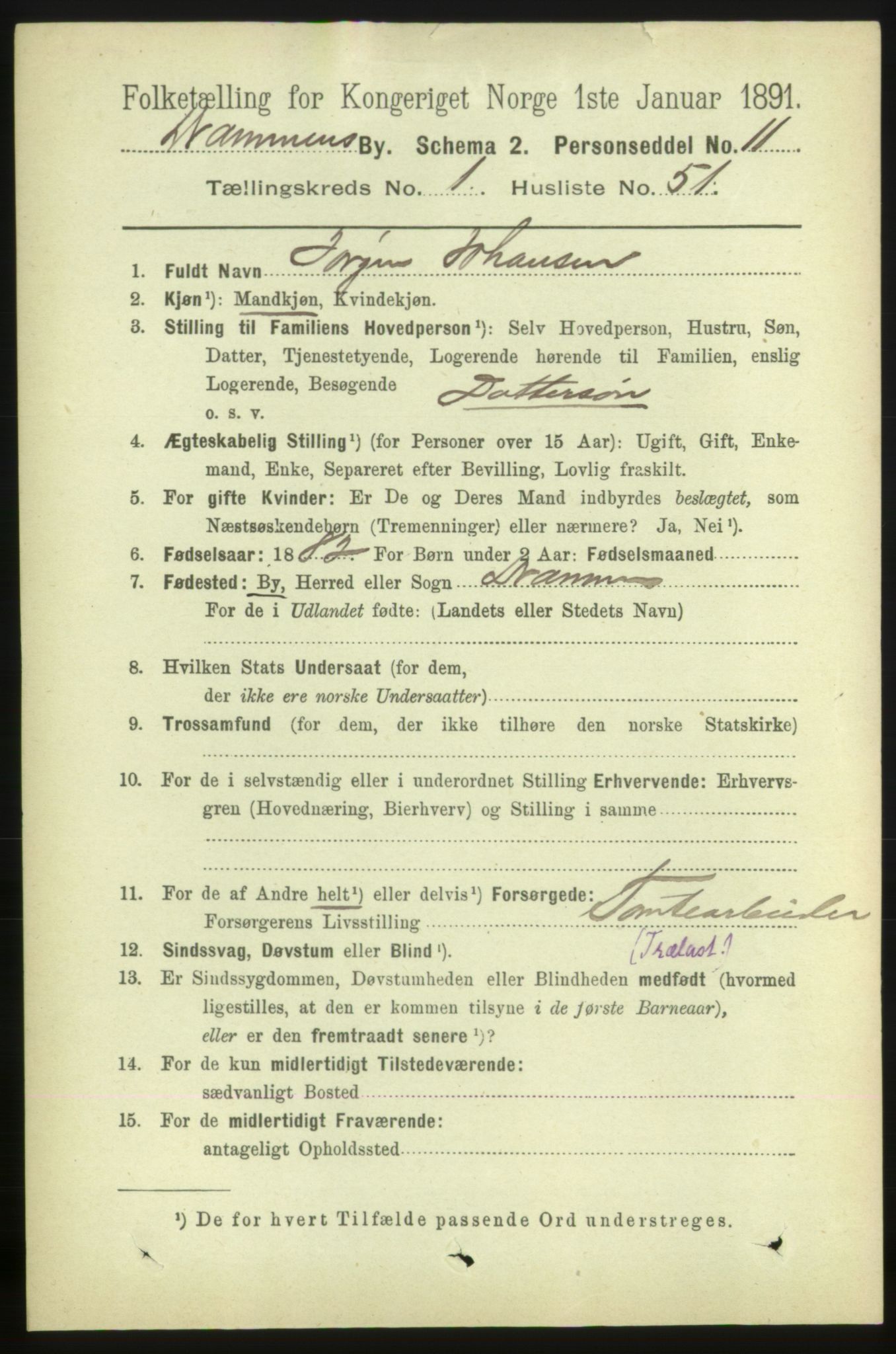 RA, 1891 census for 0602 Drammen, 1891, p. 4249