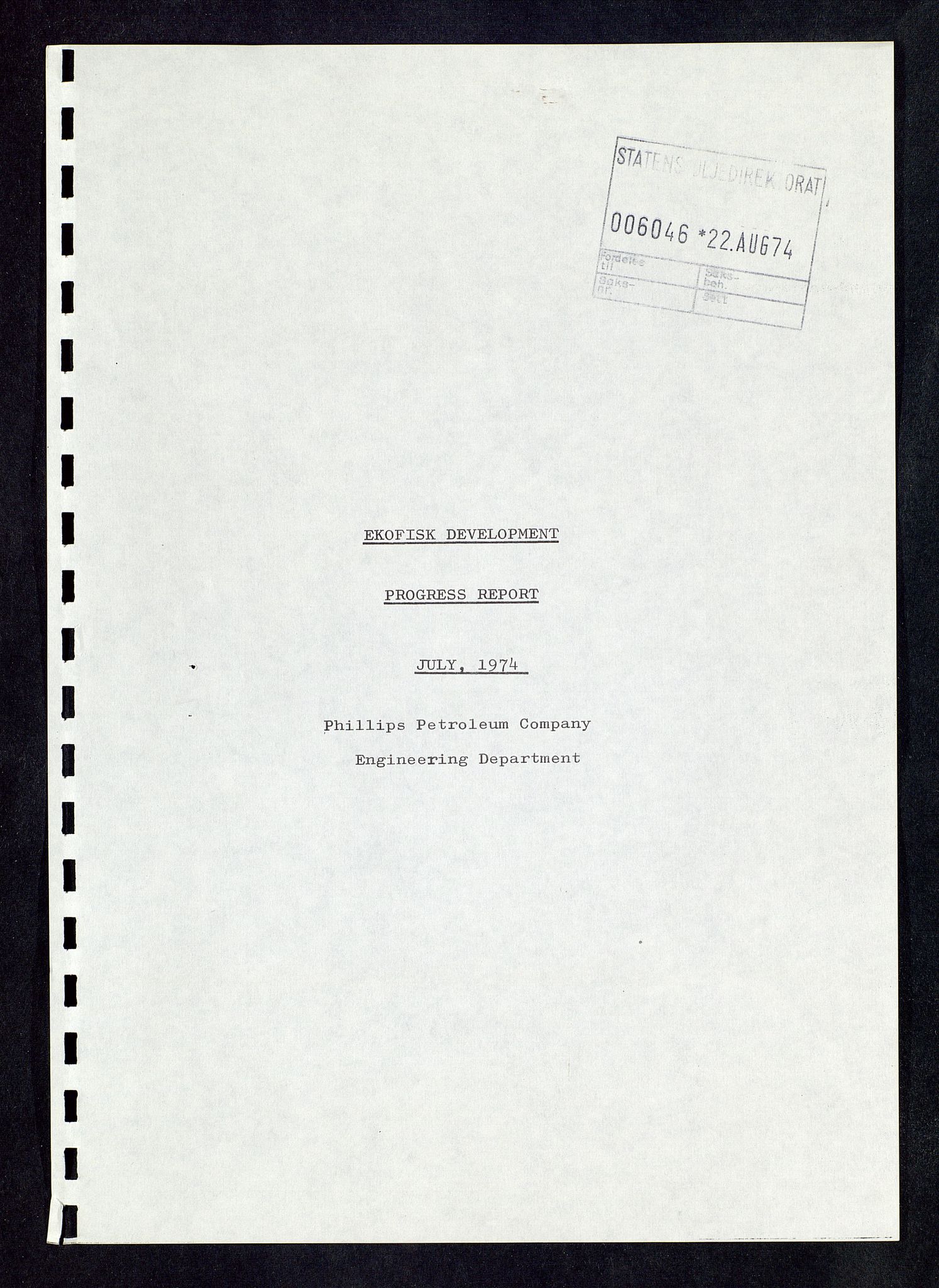 Oljedirektoratet, AV/SAST-A-101366/Da/L0135: Sakarkiv: Ekofisk, 1974