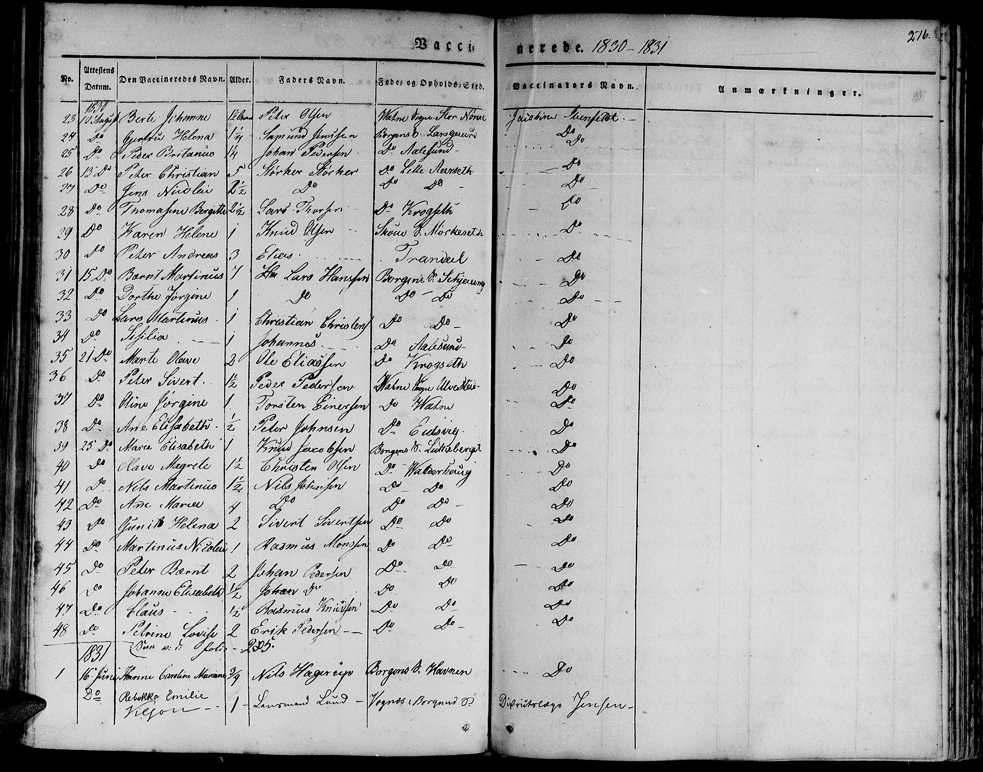 Ministerialprotokoller, klokkerbøker og fødselsregistre - Møre og Romsdal, AV/SAT-A-1454/528/L0395: Parish register (official) no. 528A06, 1828-1839, p. 276