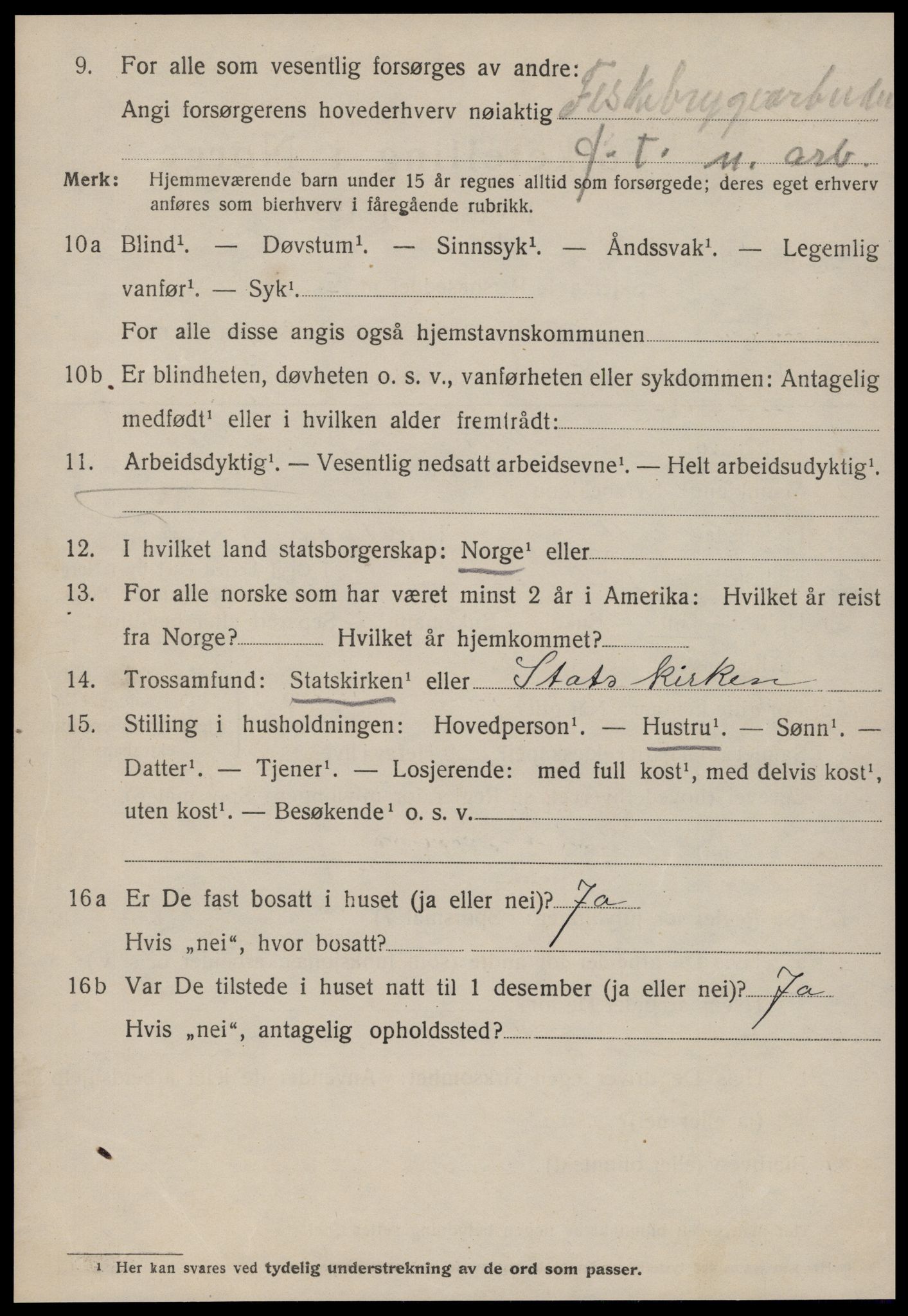 SAT, 1920 census for Kristiansund, 1920, p. 37486