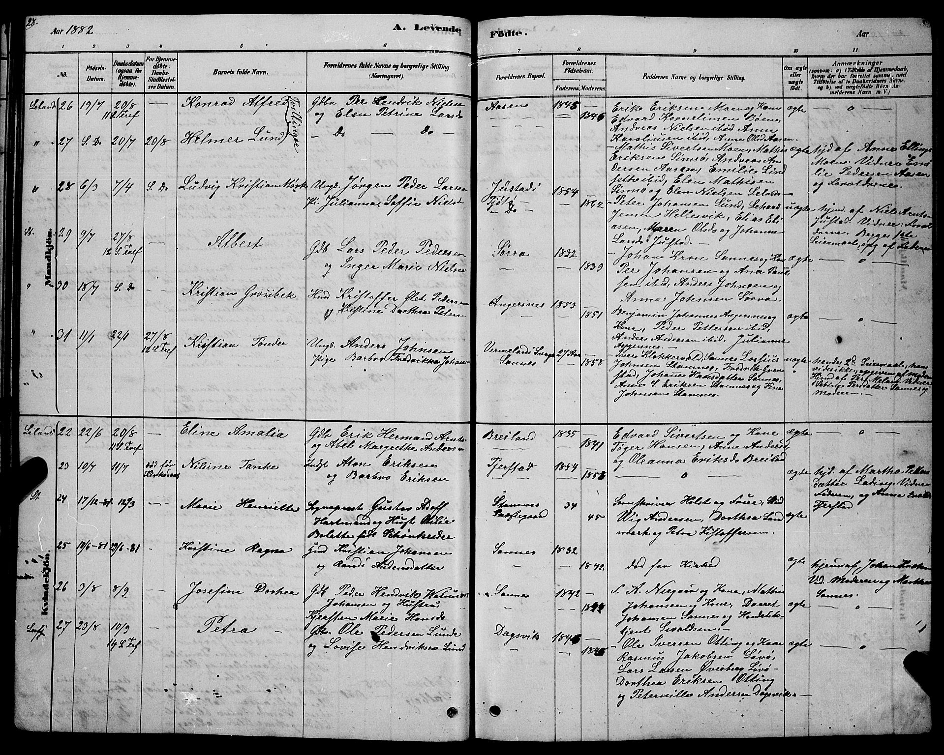 Ministerialprotokoller, klokkerbøker og fødselsregistre - Nordland, AV/SAT-A-1459/831/L0477: Parish register (copy) no. 831C04, 1878-1897, p. 28