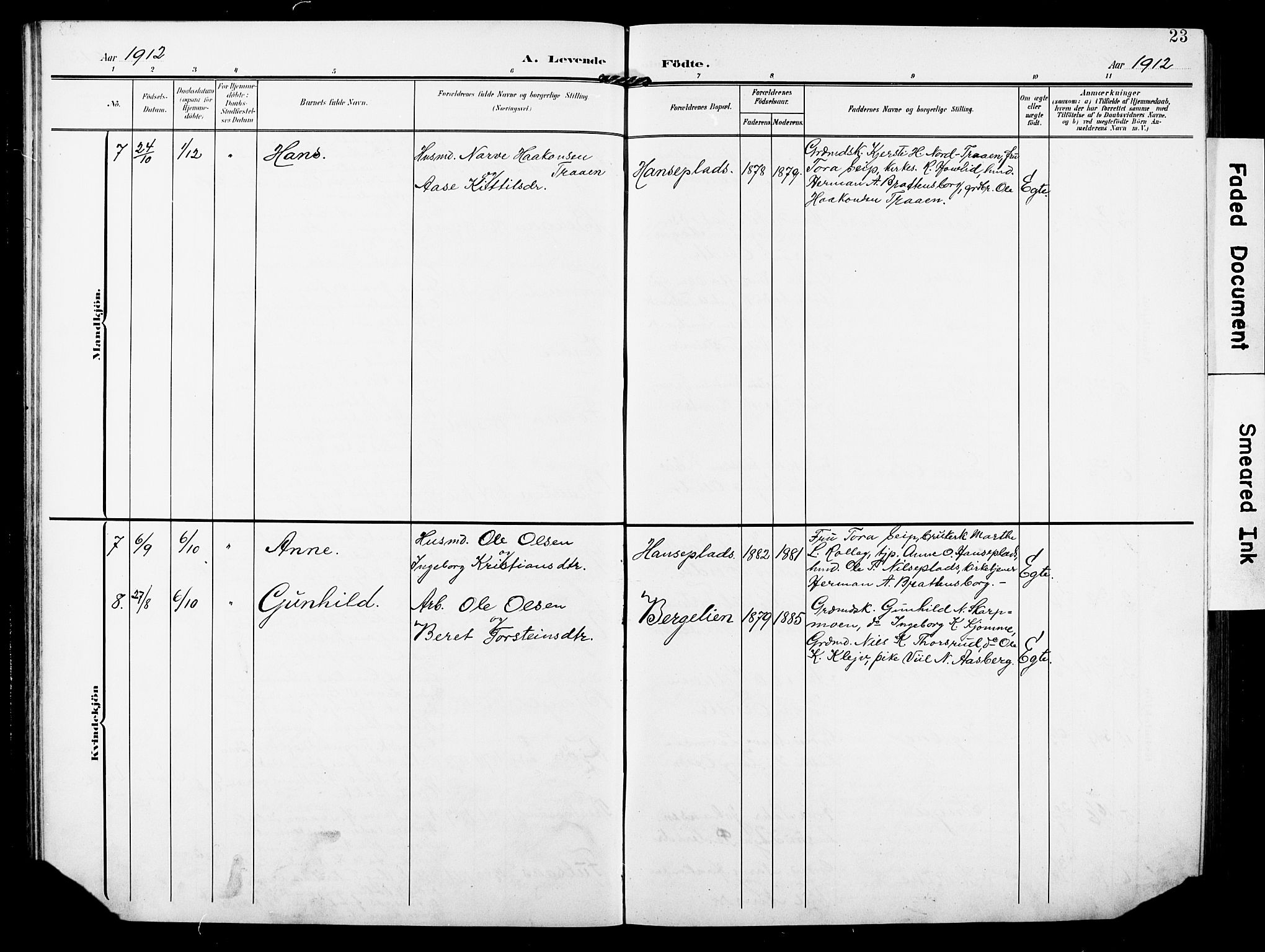 Rollag kirkebøker, SAKO/A-240/G/Ga/L0005: Parish register (copy) no. I 5, 1904-1932, p. 23