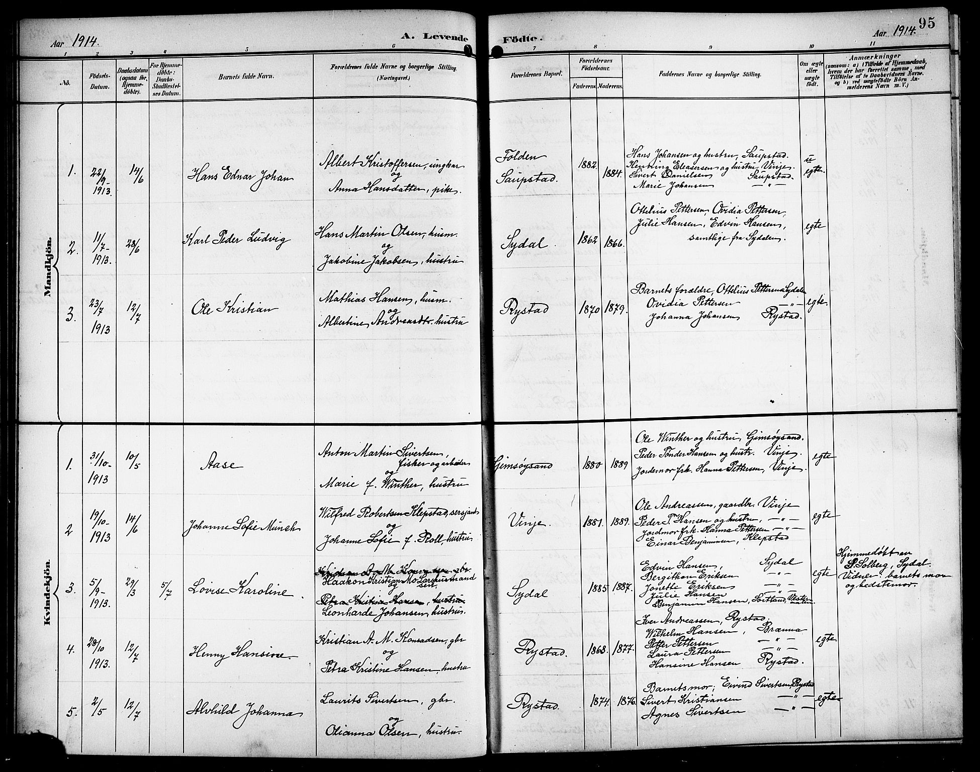 Ministerialprotokoller, klokkerbøker og fødselsregistre - Nordland, AV/SAT-A-1459/876/L1105: Parish register (copy) no. 876C04, 1896-1914, p. 95