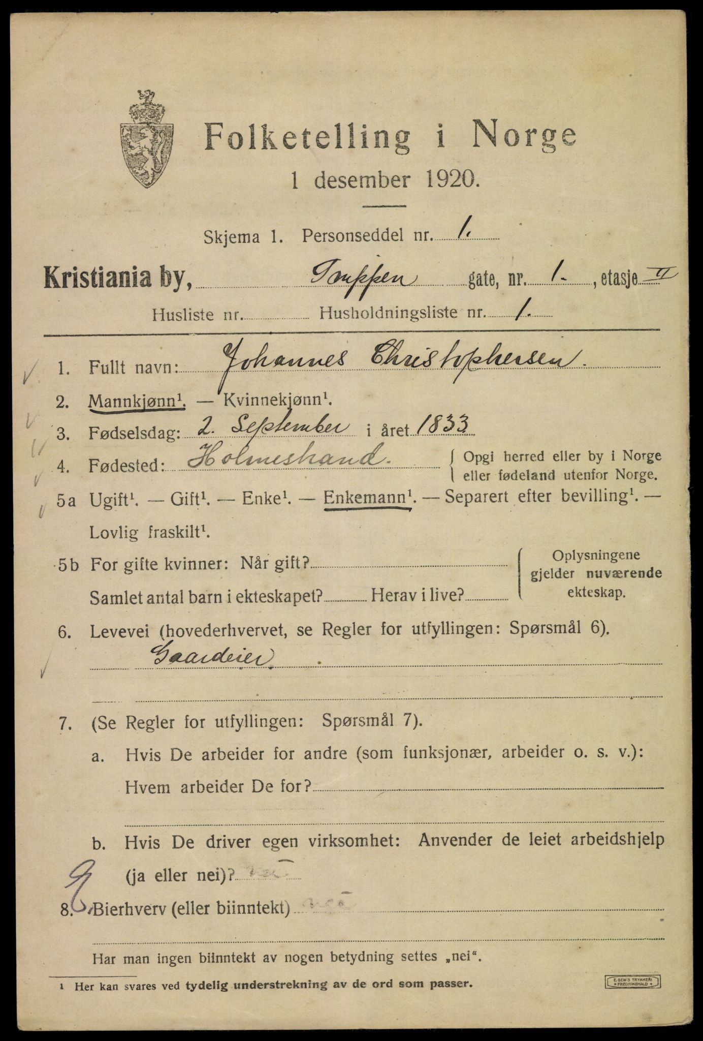 SAO, 1920 census for Kristiania, 1920, p. 521525