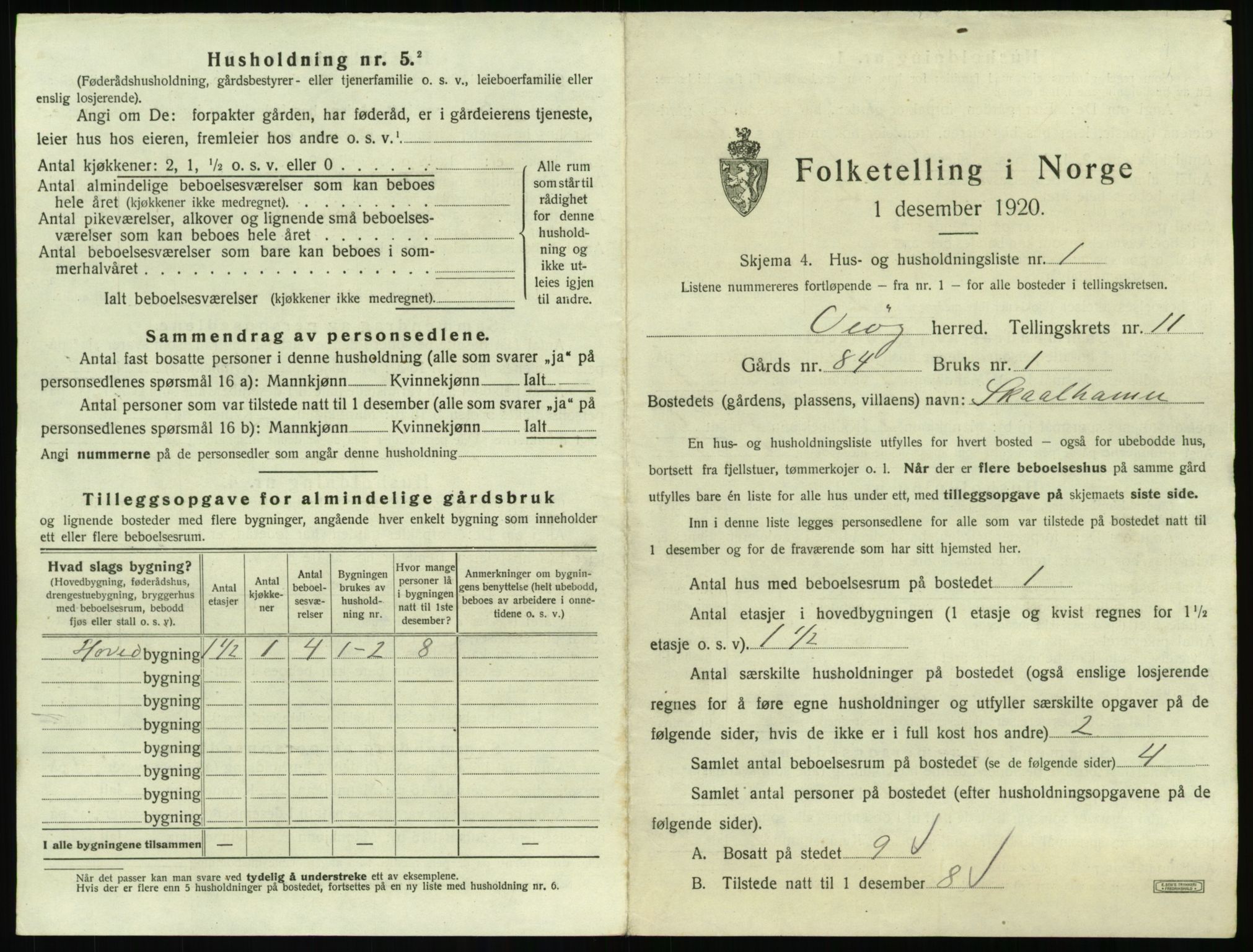 SAT, 1920 census for Veøy, 1920, p. 879