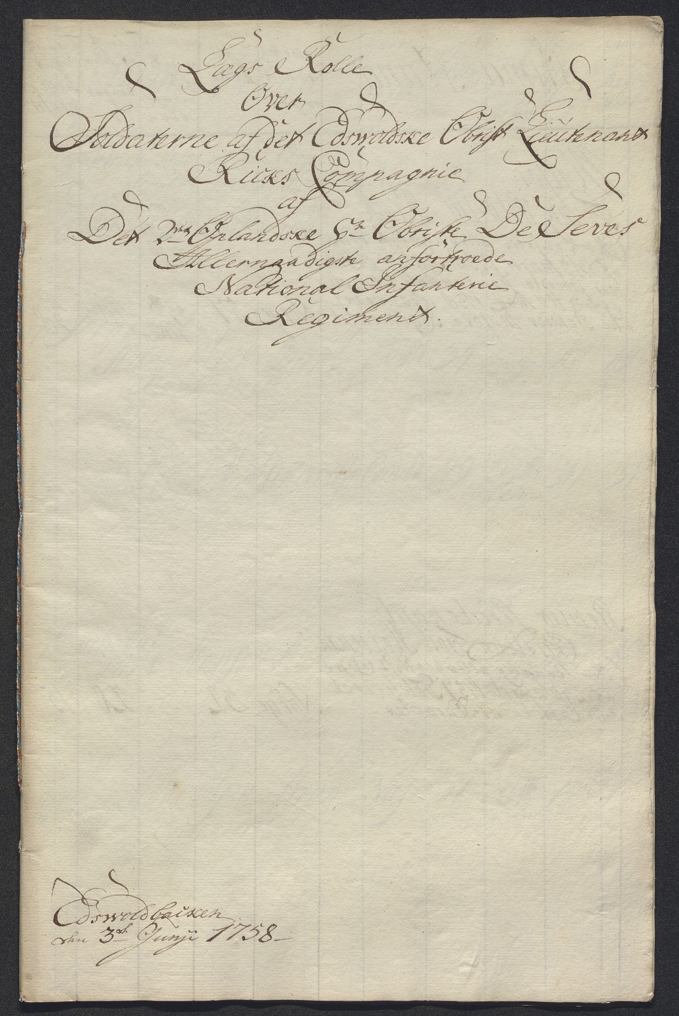 Kommanderende general (KG I) med Det norske krigsdirektorium, AV/RA-EA-5419/E/Ec/L0021: Ruller over nedkommanderte mannskap, 1758-1762, p. 380