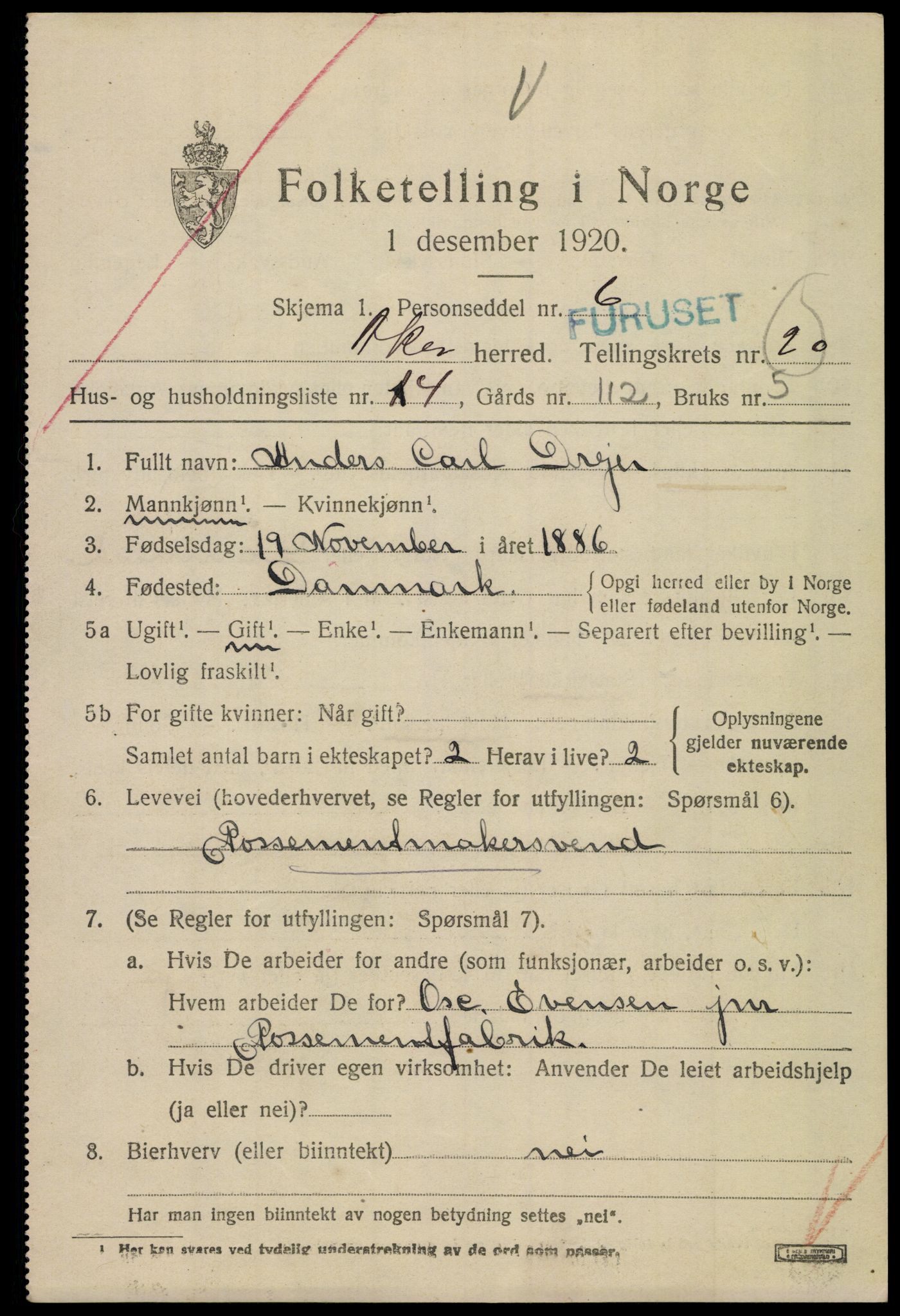 SAO, 1920 census for Aker, 1920, p. 122224