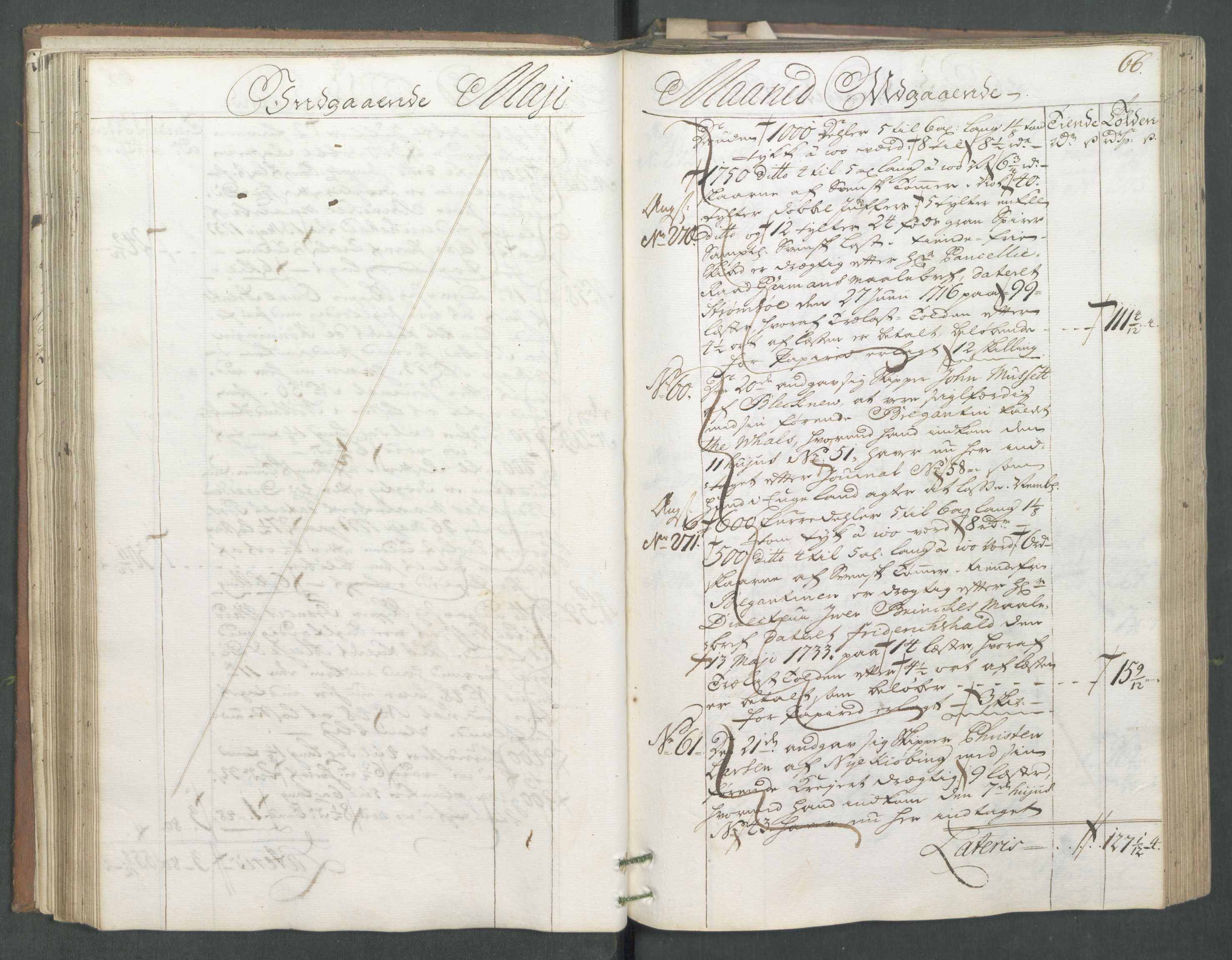 Generaltollkammeret, tollregnskaper, AV/RA-EA-5490/R01/L0008/0001: Tollregnskaper Fredrikshald / Hovedtollbok, 1733, p. 65b-66a