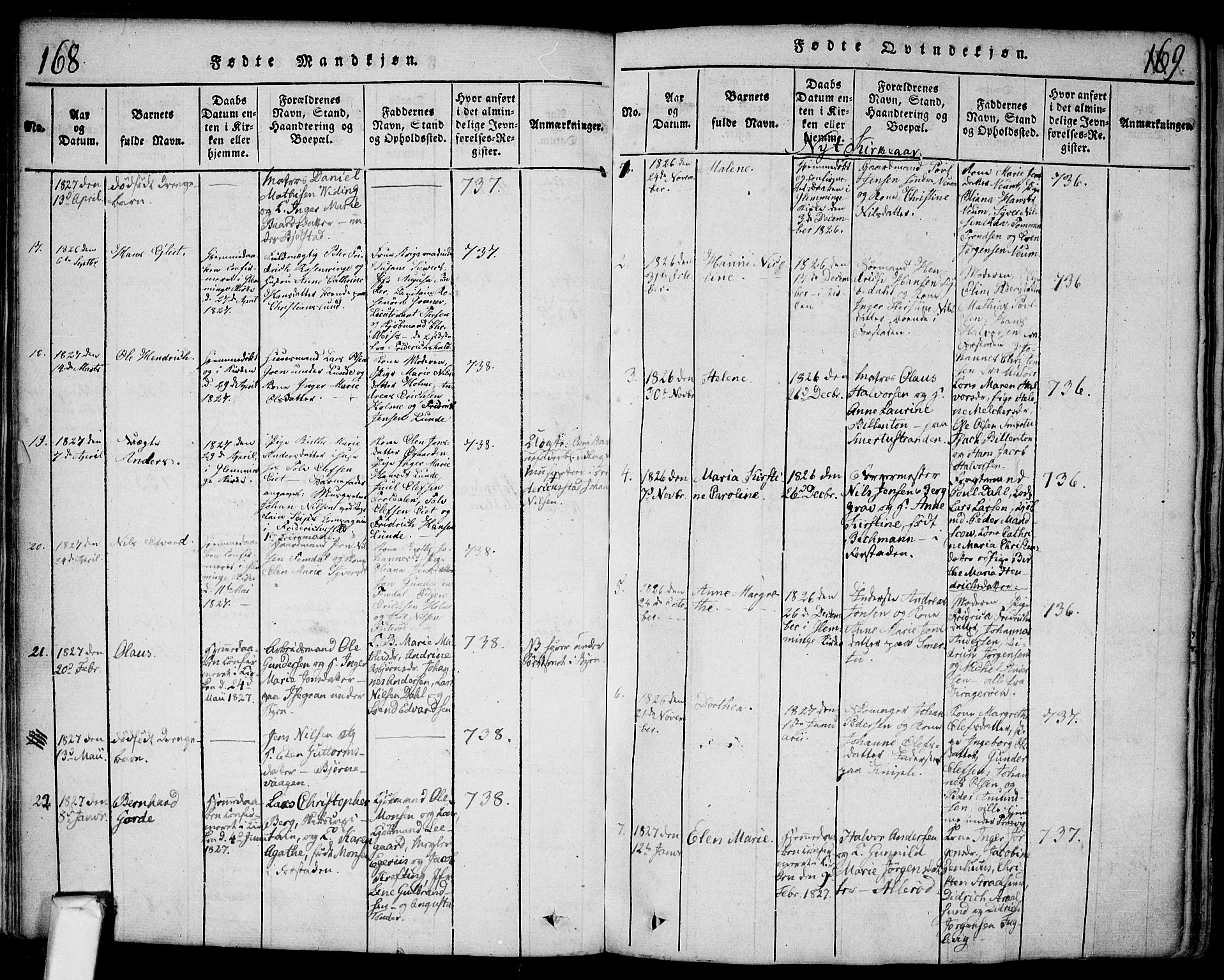Glemmen prestekontor Kirkebøker, SAO/A-10908/F/Fa/L0004: Parish register (official) no. 4, 1816-1838, p. 168-169