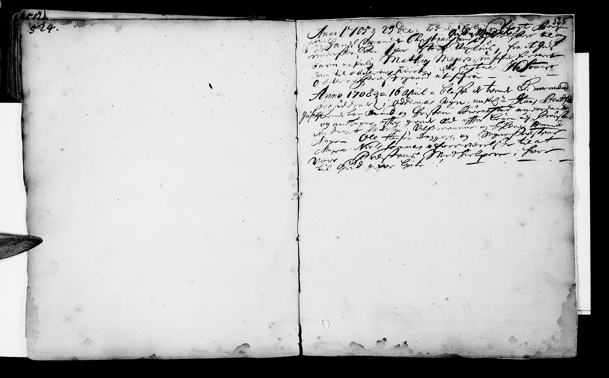 Oddernes sokneprestkontor, SAK/1111-0033/F/Fa/Faa/L0001: Parish register (official) no. A 1, 1692-1718, p. 524-525