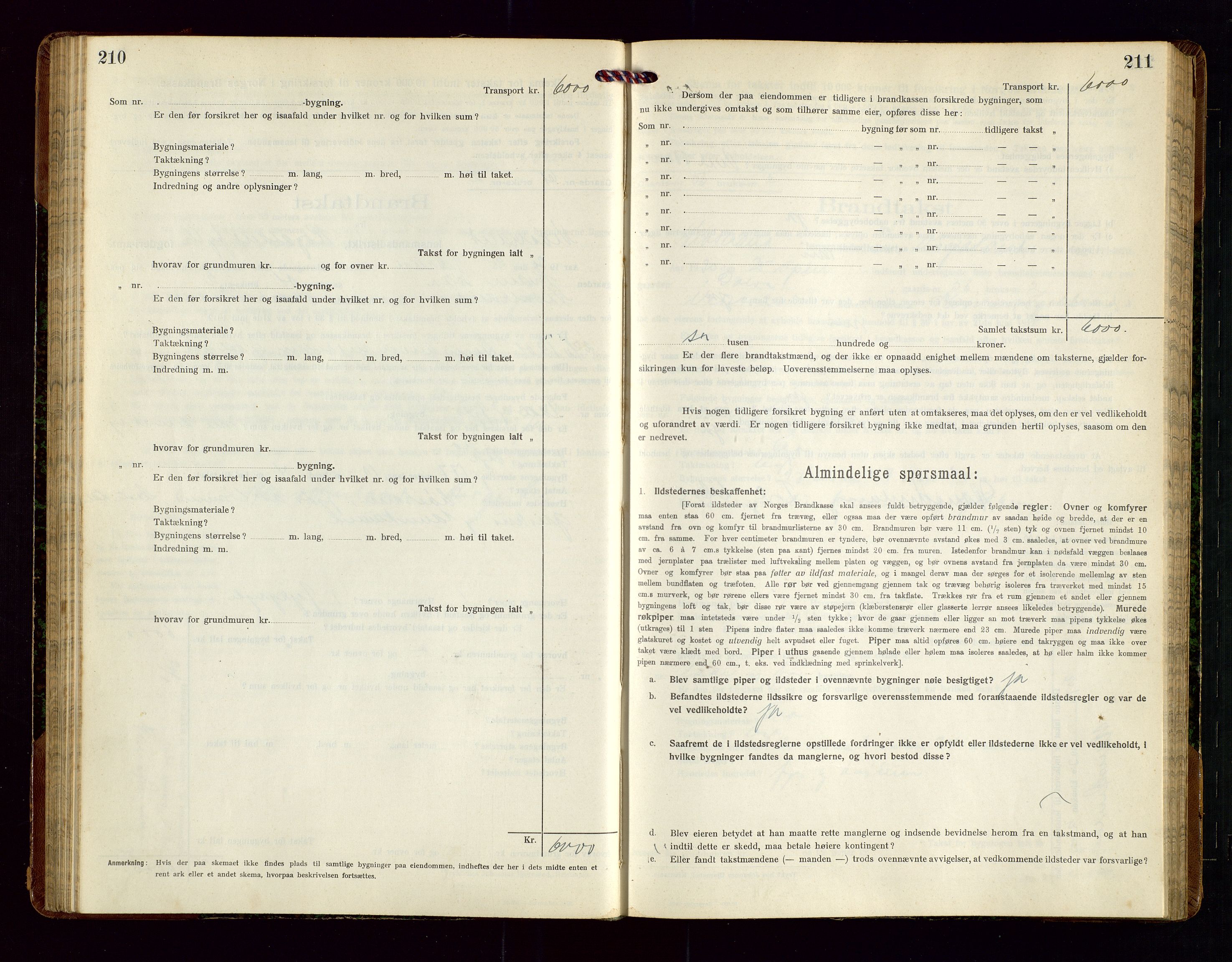 Nedstrand lensmannskontor, SAST/A-100236/Gob/L0002: "Brandtakstprotokol for Nerstrand lensmandsdistrikt Rogaland Fylke", 1916-1949, p. 210-211