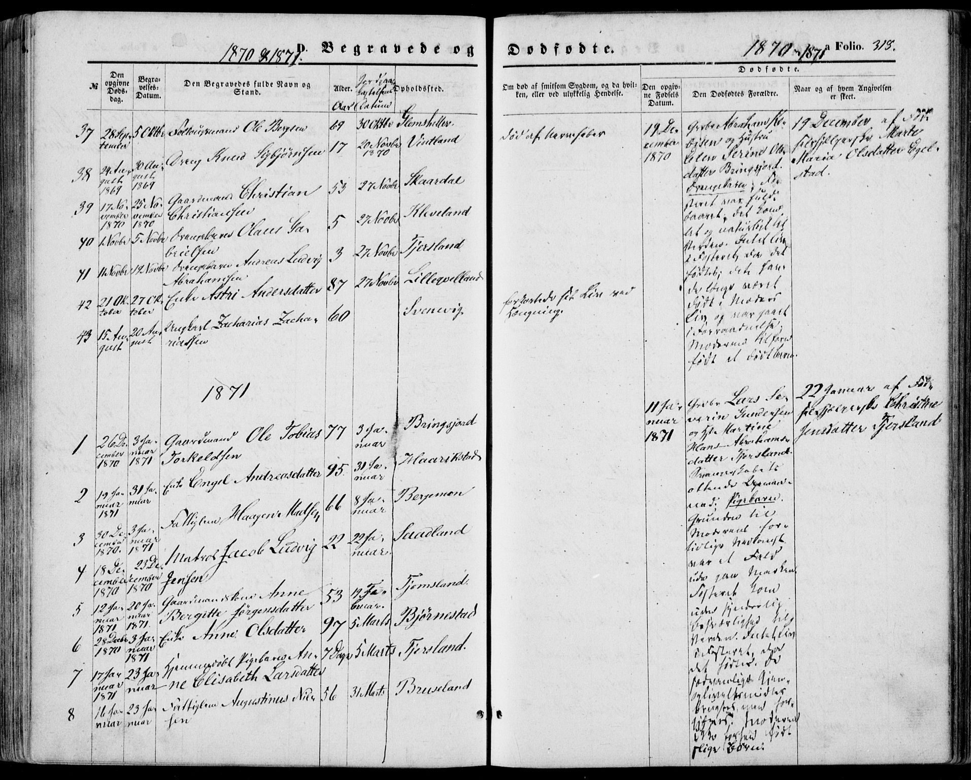 Lyngdal sokneprestkontor, SAK/1111-0029/F/Fa/Fac/L0010: Parish register (official) no. A 10, 1865-1878, p. 318