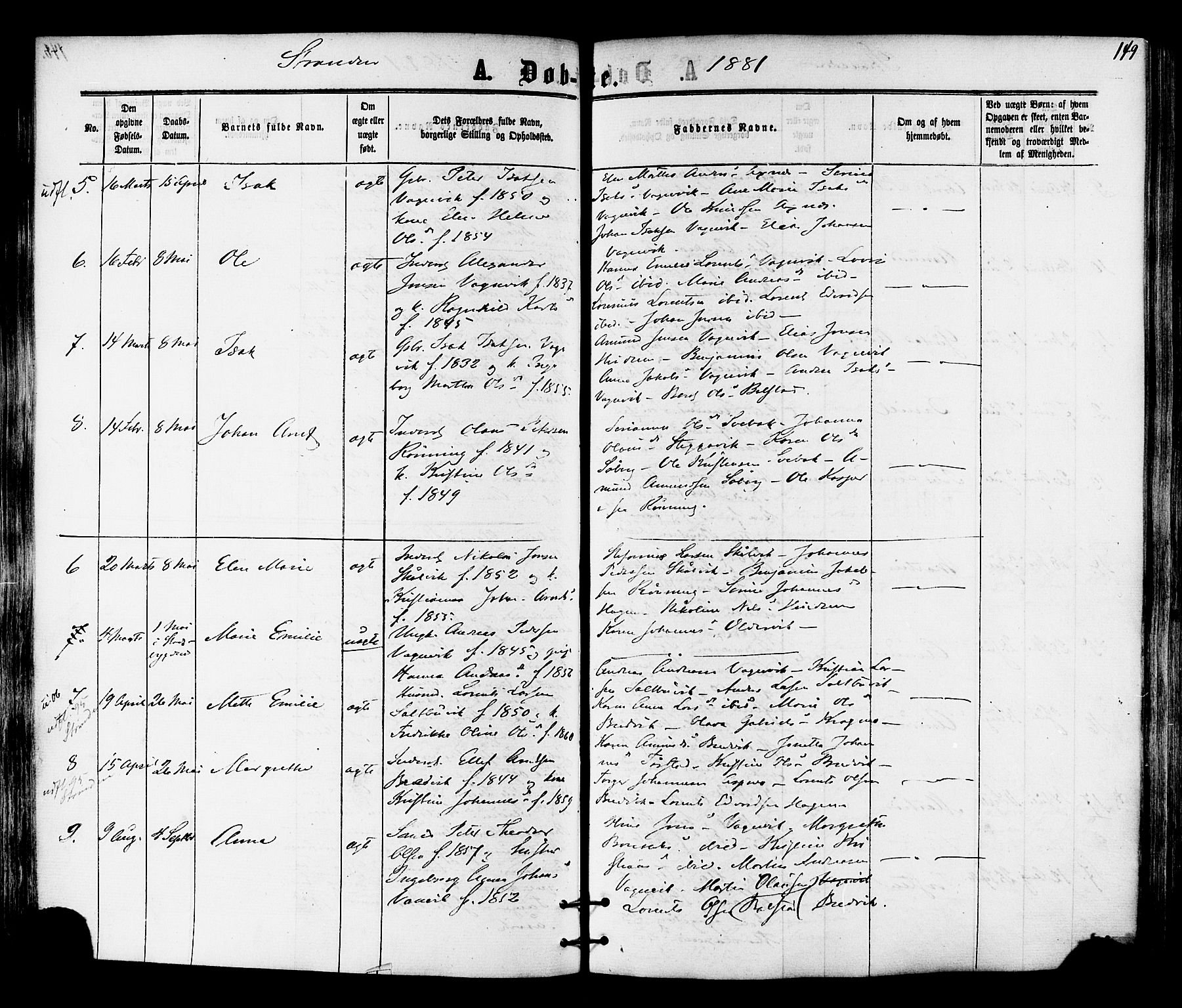 Ministerialprotokoller, klokkerbøker og fødselsregistre - Nord-Trøndelag, SAT/A-1458/701/L0009: Parish register (official) no. 701A09 /2, 1864-1882, p. 149