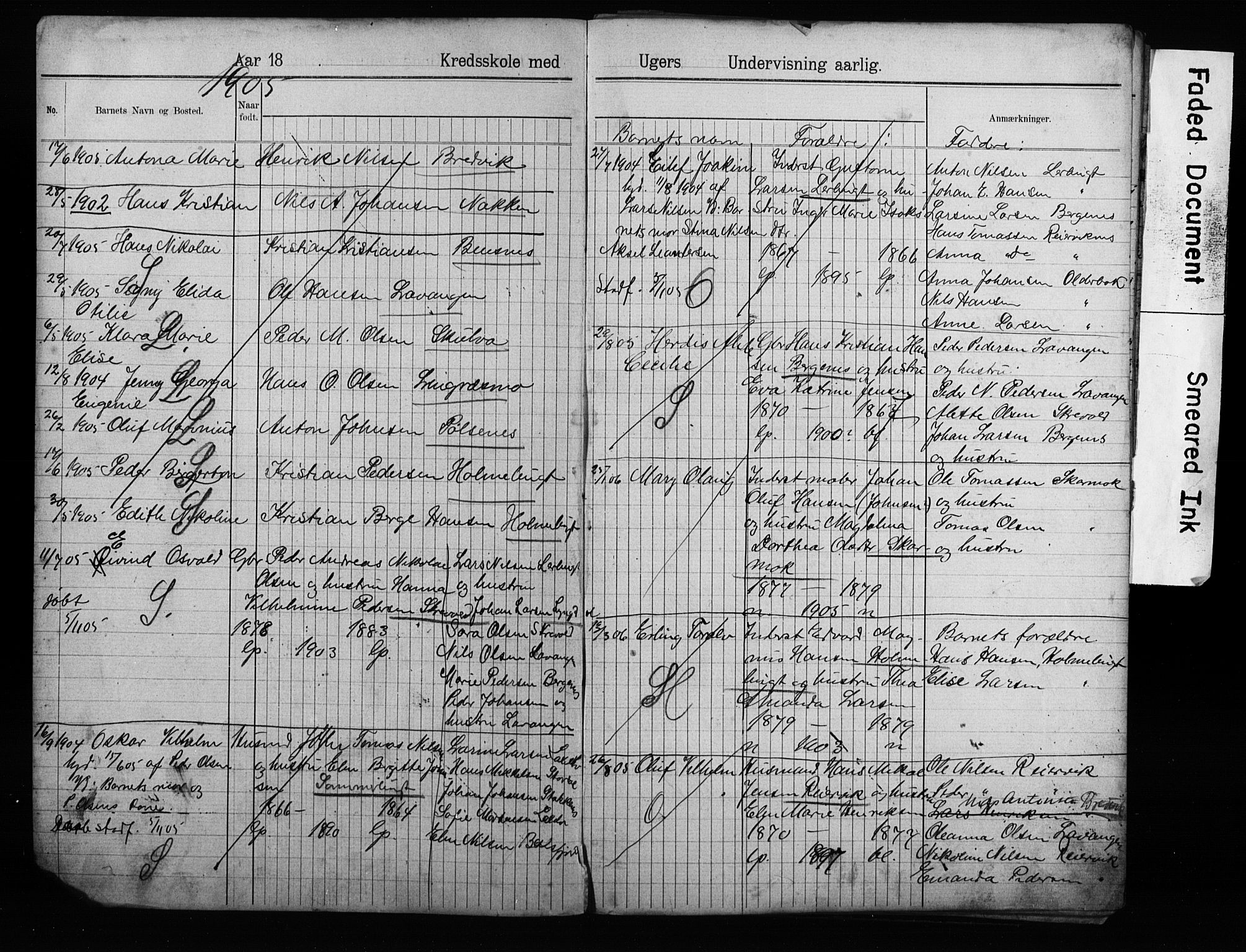 Lyngen sokneprestembete, AV/SATØ-S-1289/H/Ha/L0052/0001: Baptism register no. 52.1, 1895-1914