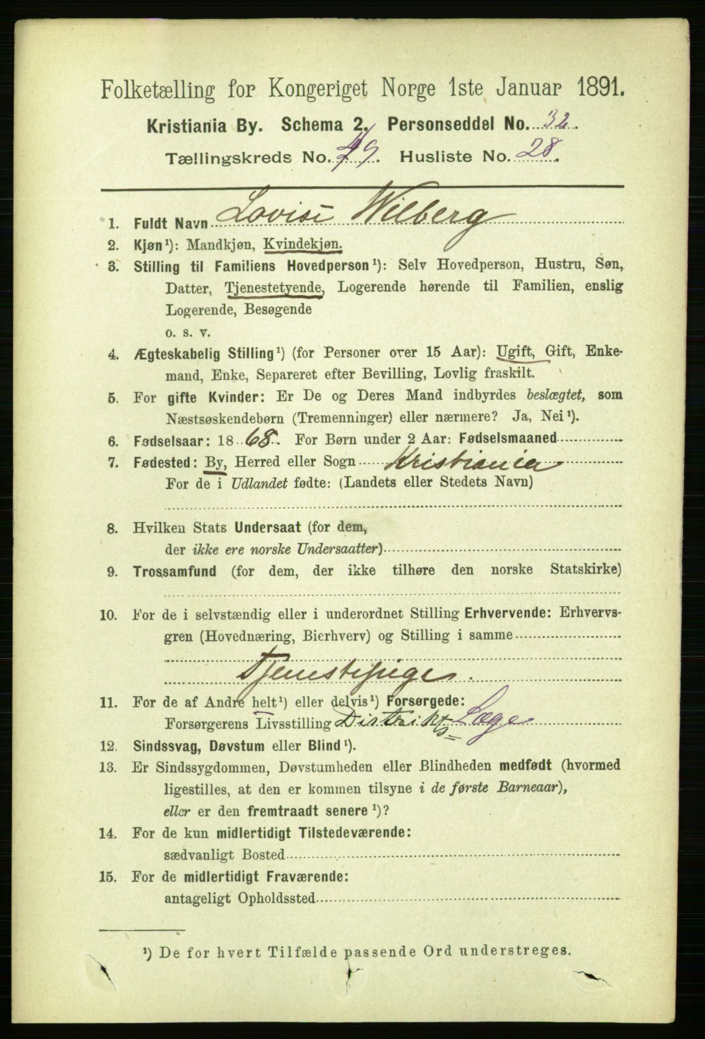 RA, 1891 census for 0301 Kristiania, 1891, p. 28946