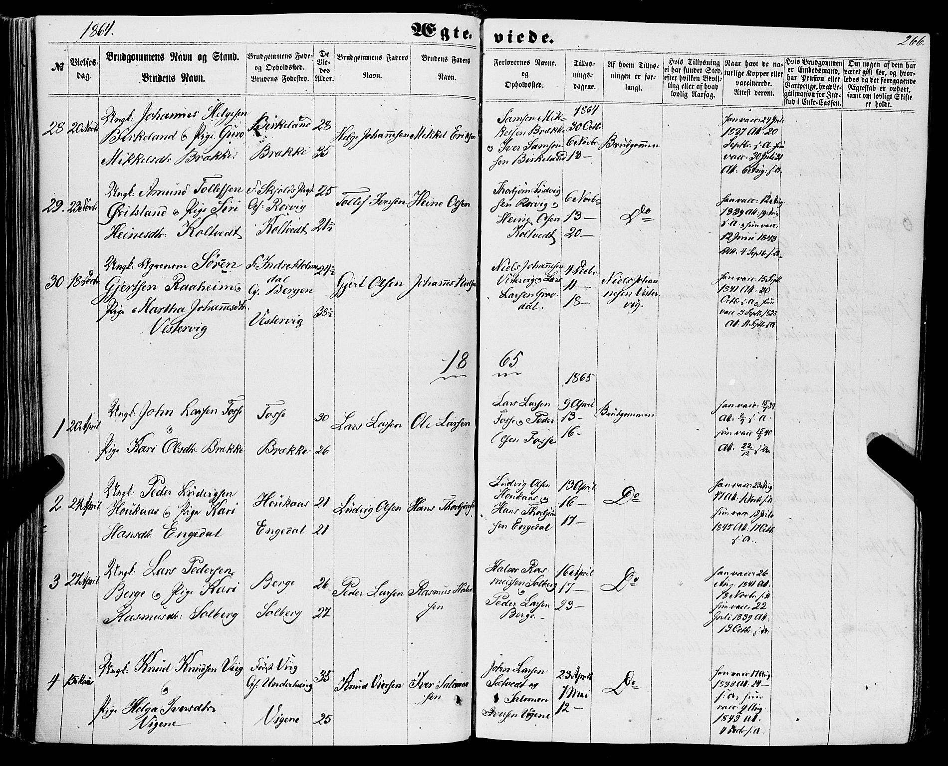 Strandebarm sokneprestembete, SAB/A-78401/H/Haa: Parish register (official) no. A 8, 1858-1872, p. 266