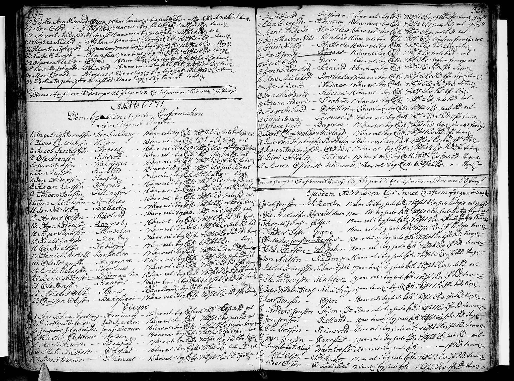 Ministerialprotokoller, klokkerbøker og fødselsregistre - Nordland, SAT/A-1459/820/L0285: Parish register (official) no. 820A06, 1753-1778, p. 354-355